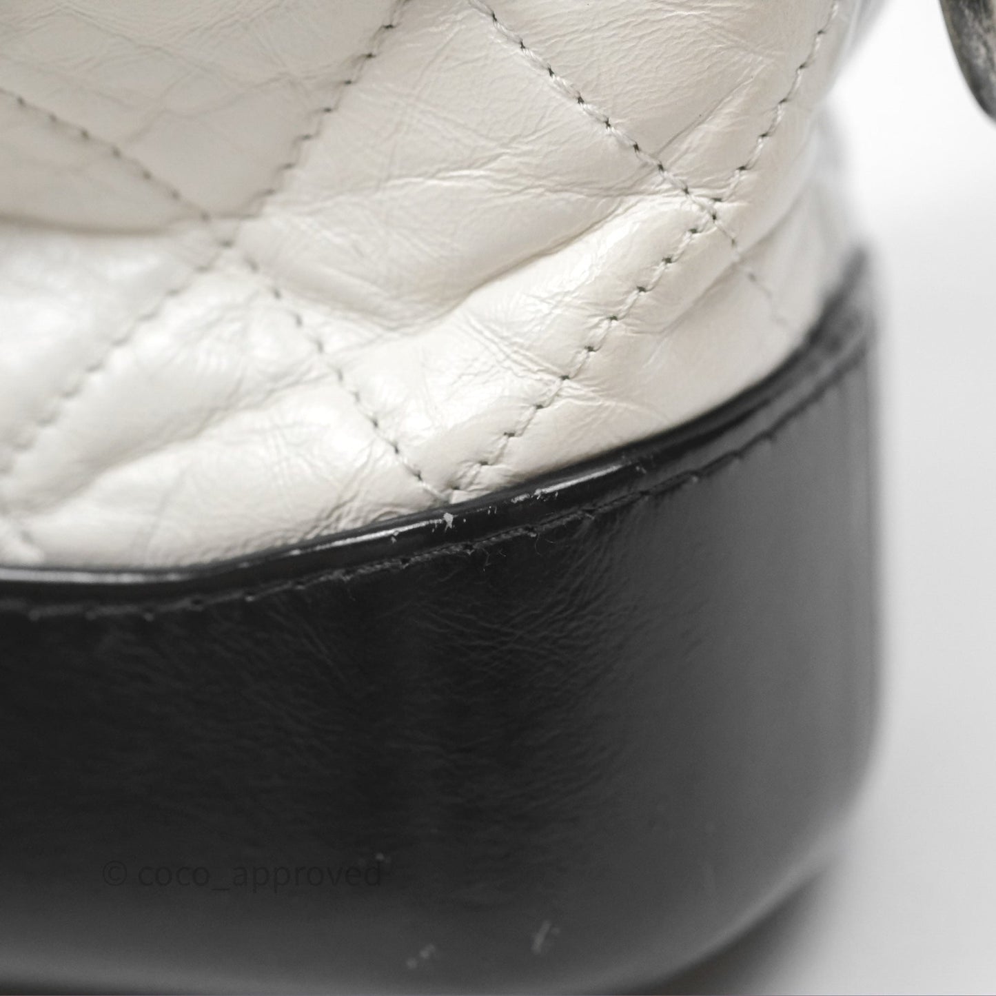 Chanel Small Gabrielle Hobo Quilted Black White Aged Calfskin