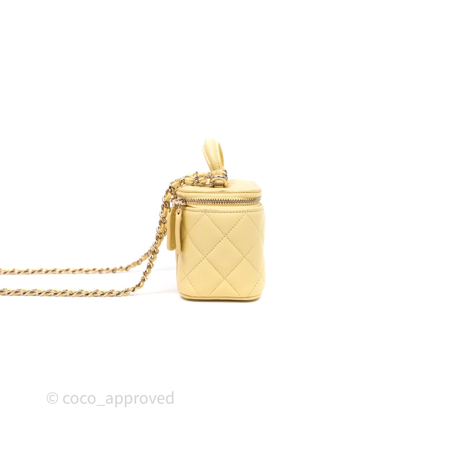 Chanel Mini Top Handle Vanity With Chain Yellow Lambskin Gold Hardware