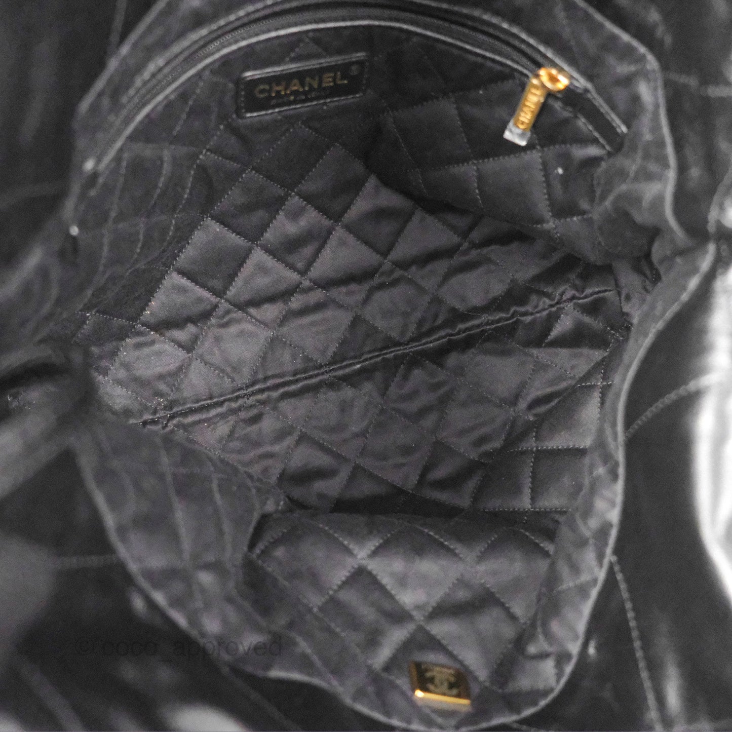 Chanel 22 Small Black Aged Calfskin Aged Gold Hardware