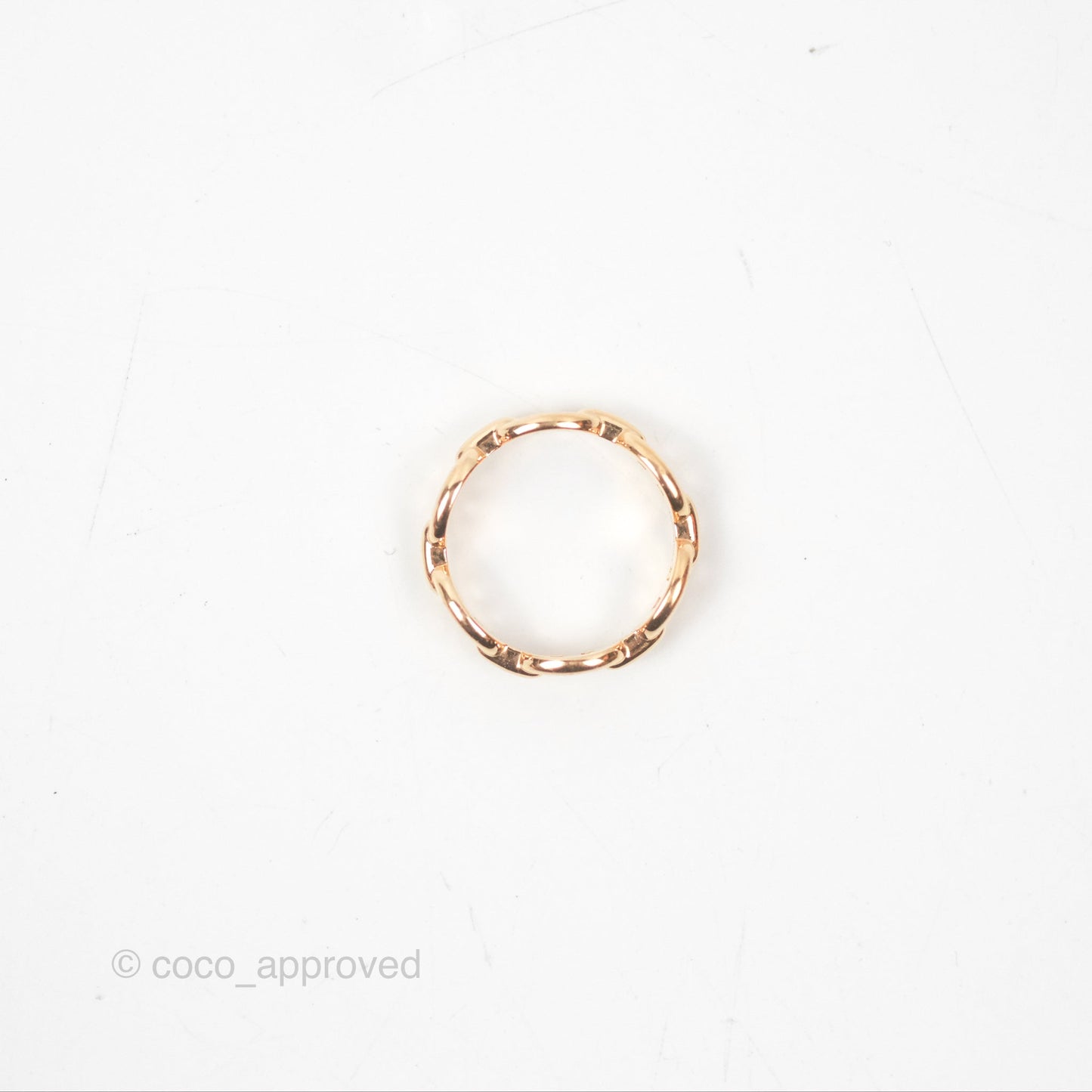 Hermès Chaine d'Ancre Enchainee Band Ring PM Rose Gold Size 50