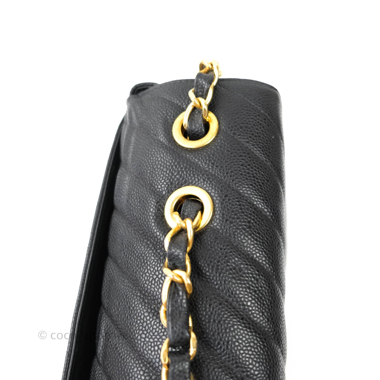 Chanel Vintage Chevron Maxi Classic Flap Black Caviar 24K Gold Hardware