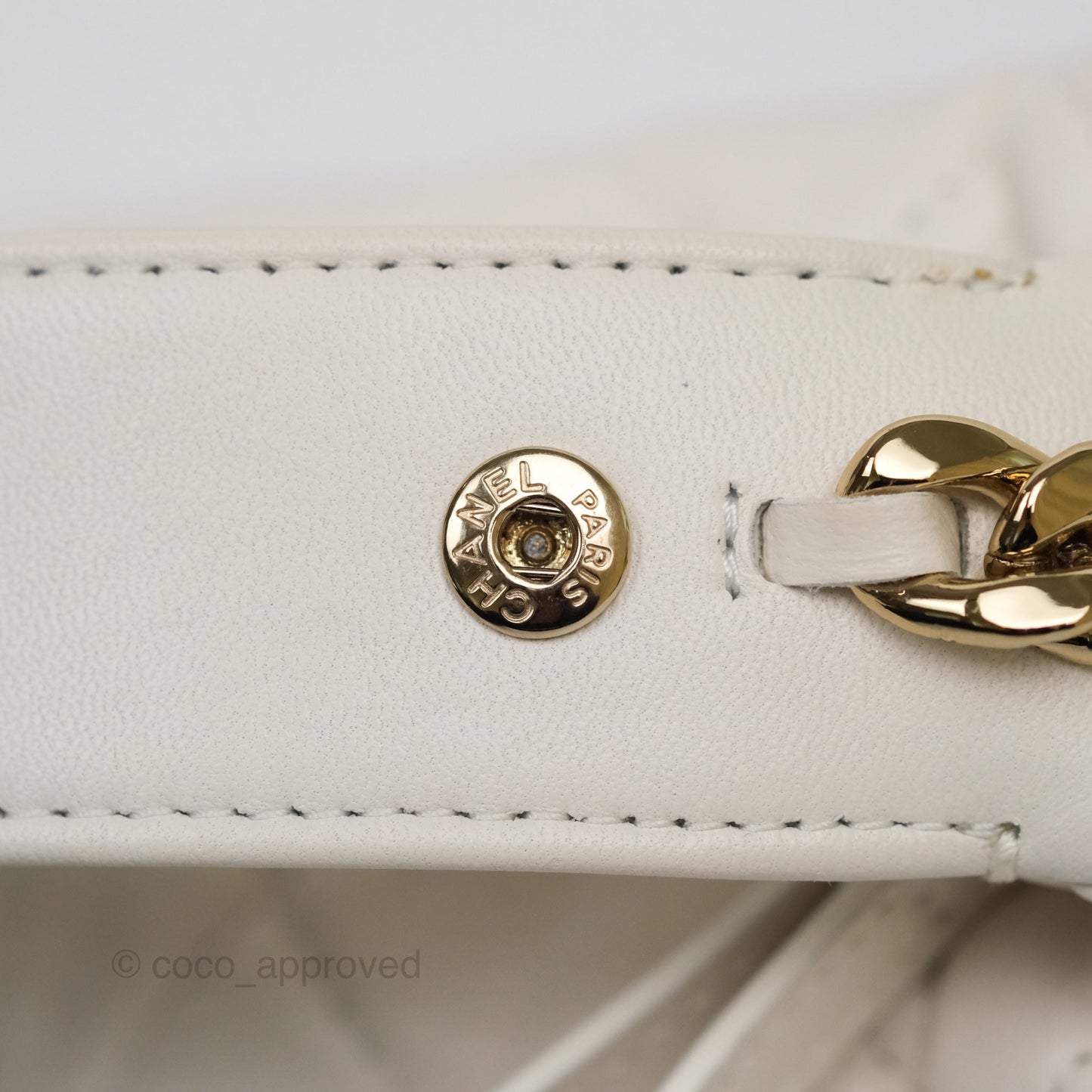 Chanel Chain Around Mini Hobo Pouch White Lambskin Gold Hardware 23C