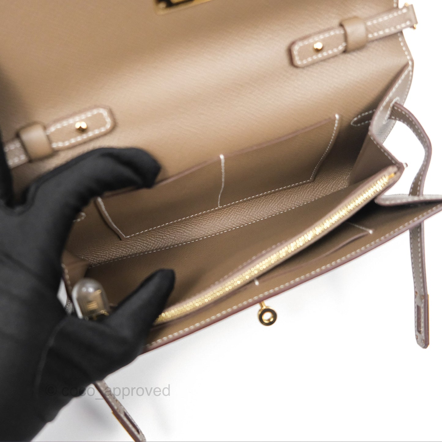 Hermès Kelly To Go Wallet Etoupe 18 Epsom Gold Hardware