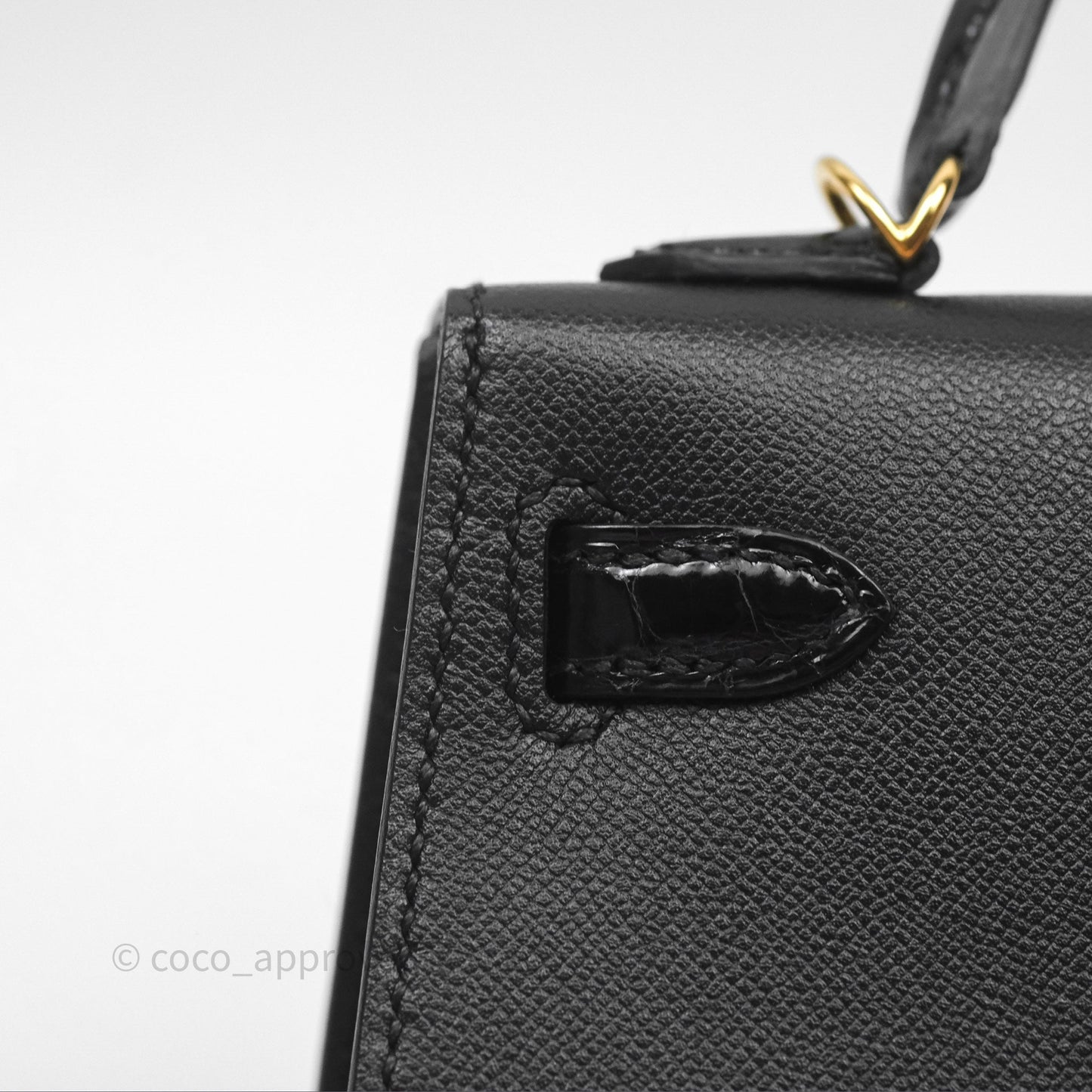 Hermès Mini Kelly II Touch Noir 89 Croc Gold Hardware