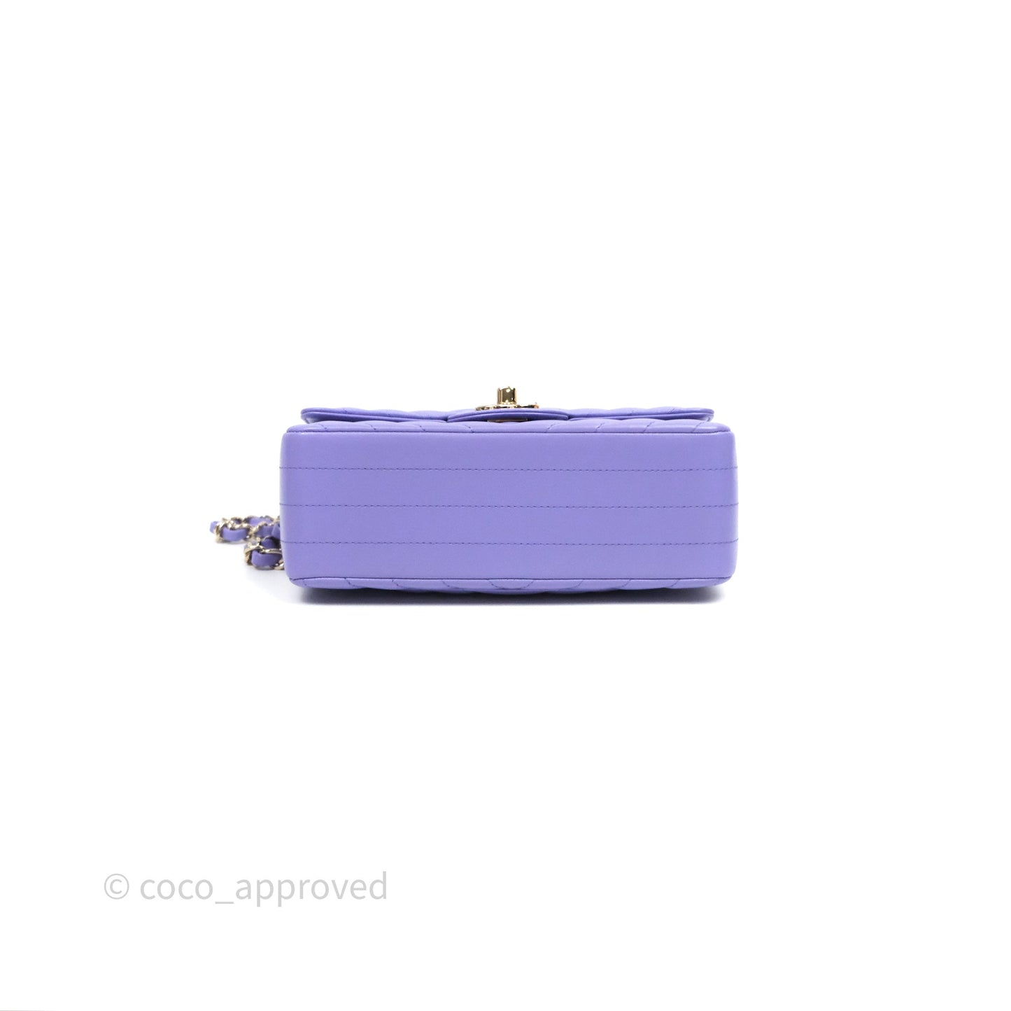 Chanel Quilted Mini Rectangular Chevron Purple Lambskin Gold Hardware