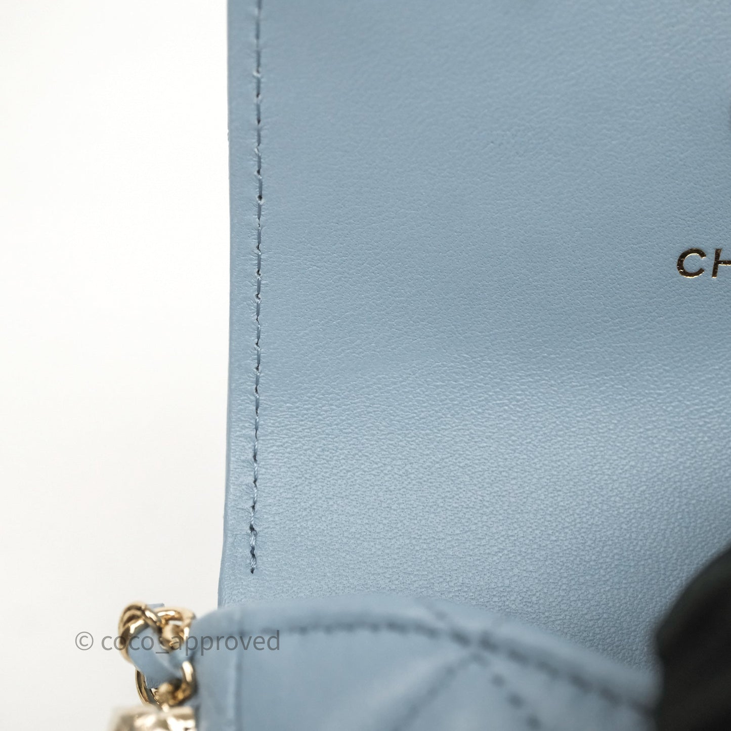 Chanel Mini Chain Around Clutch With Chain Blue Lambskin Gold Hardware