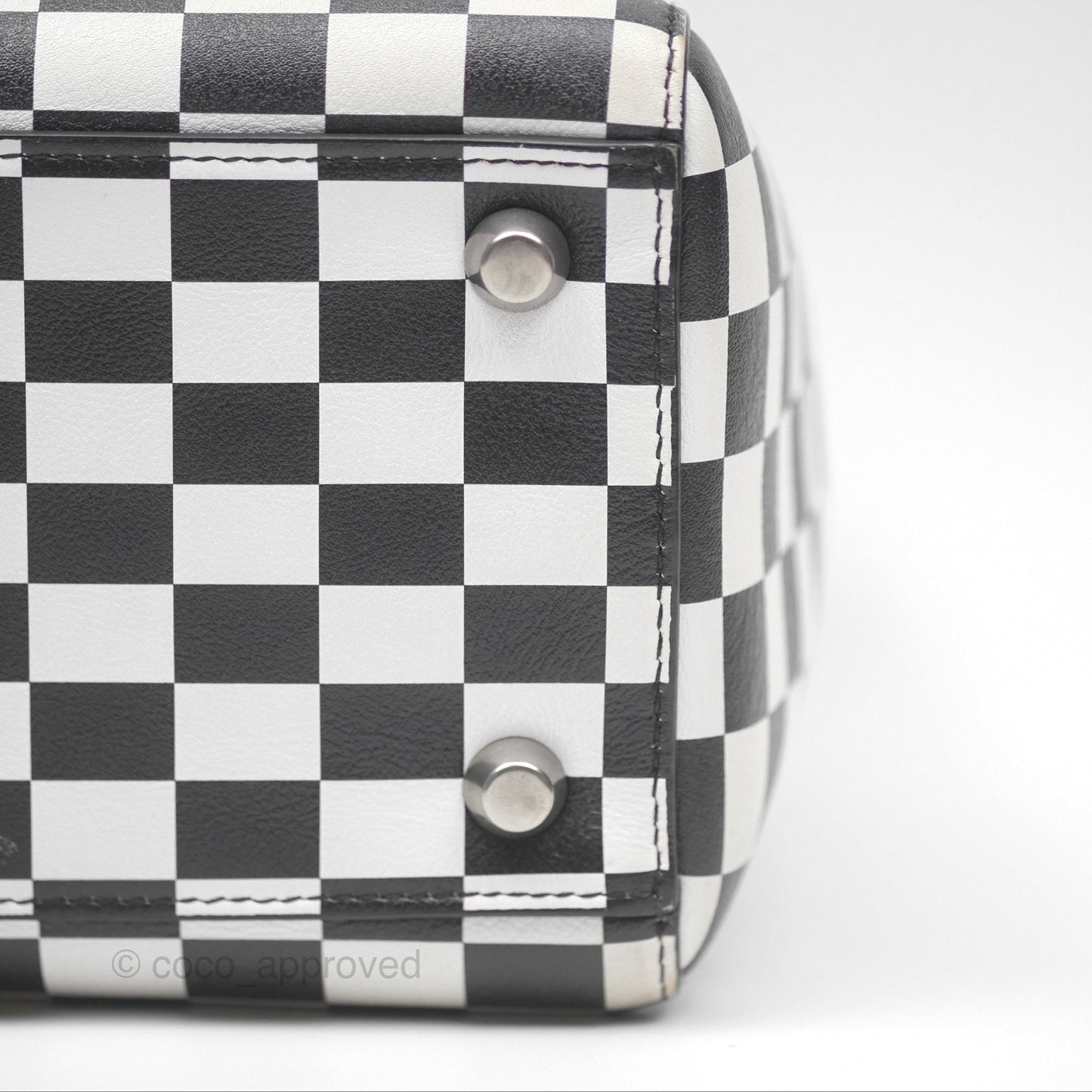 Christian Dior Medium Lady Dior Checkered Black/ White Calfskin