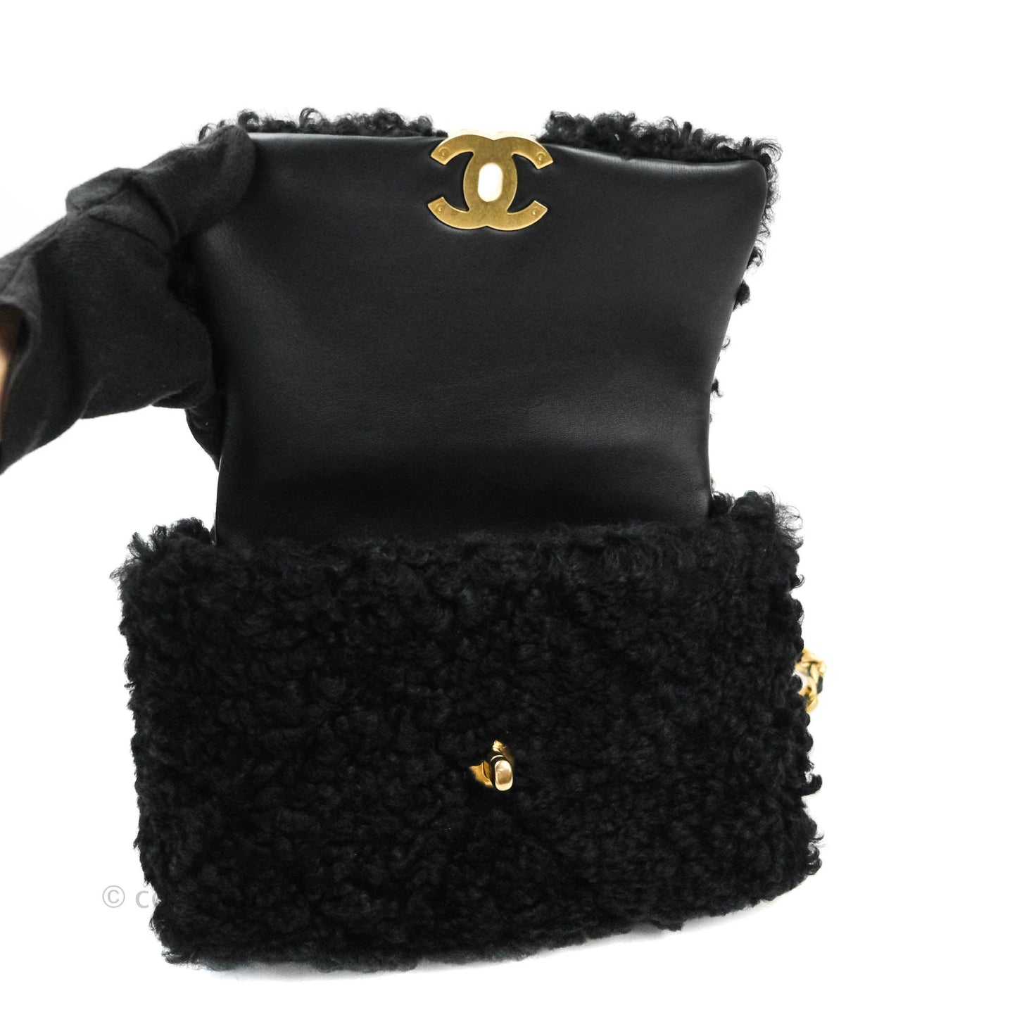 Chanel 19 Medium Shearling Black Mixed Hardware 20A