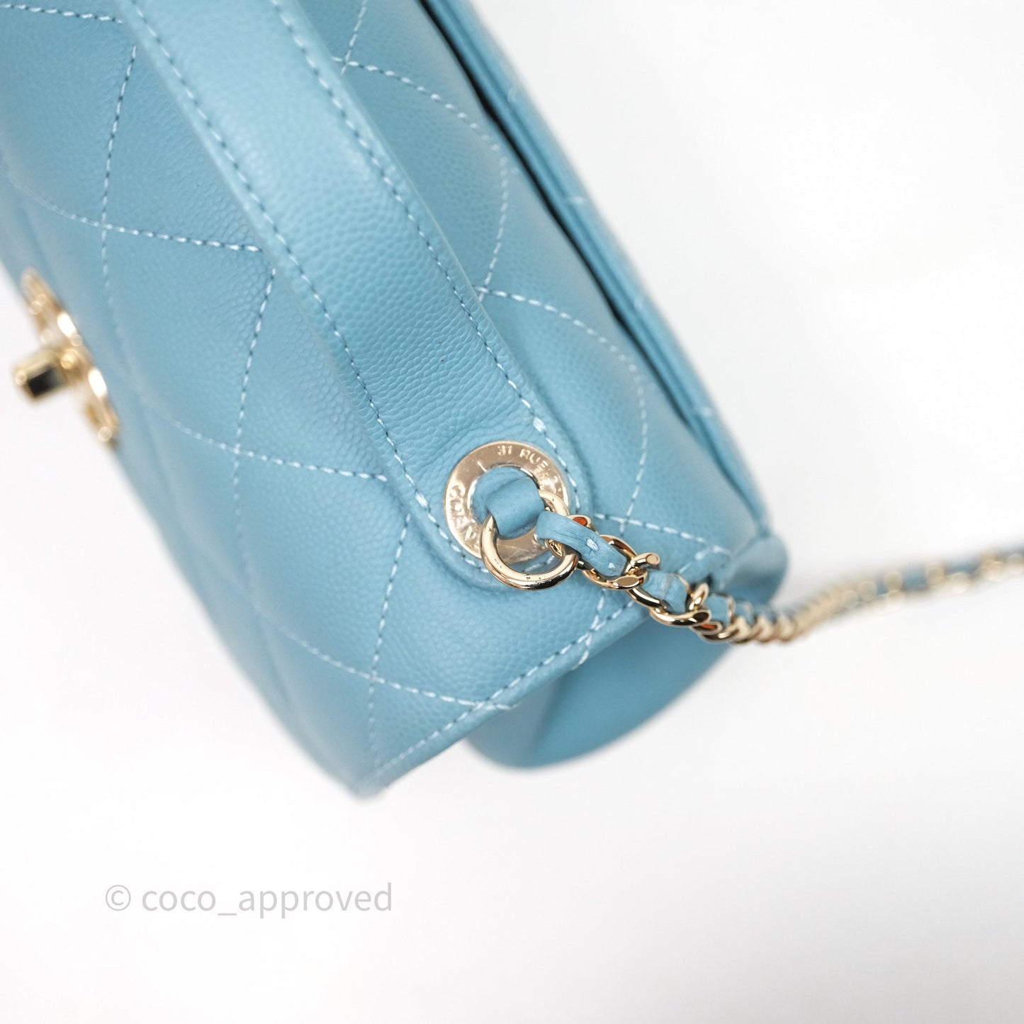 Chanel Small Quilted Business Affinity Flap Caviar Blue Gold Hardware