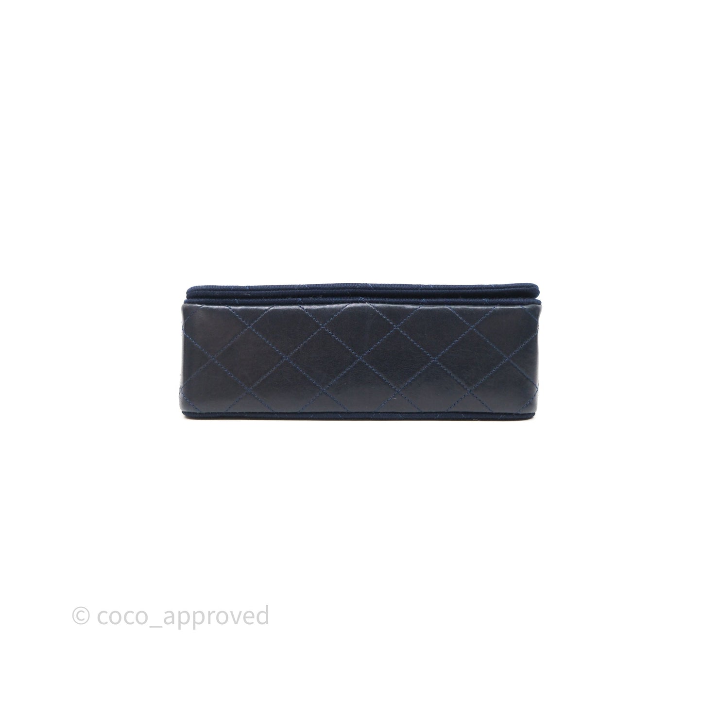 Chanel Vintage Mini Full Flap Bag Navy Fabrics / Lambskin 24K Gold Hardware