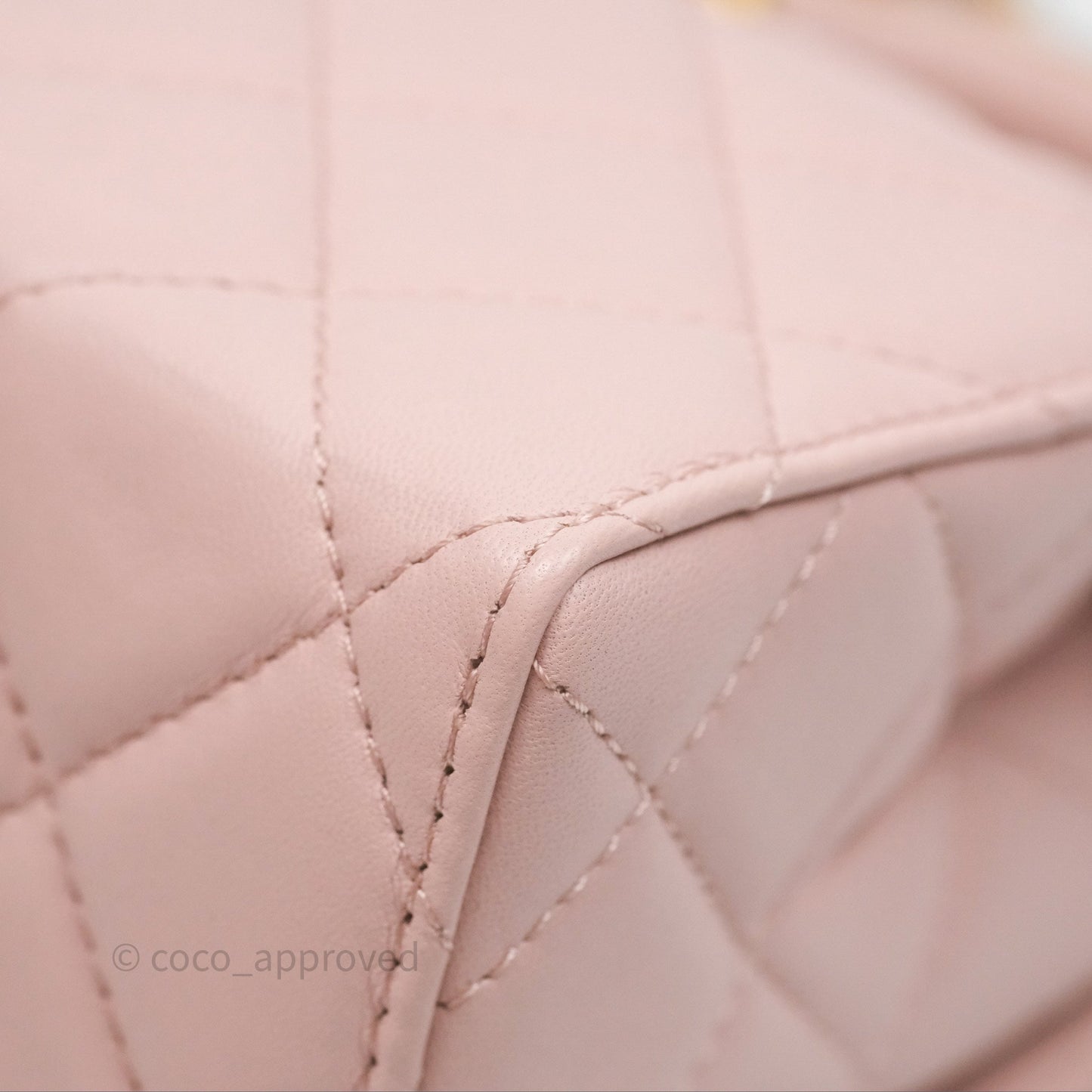 Chanel Top Handle Flap Bag Pink Lambskin Aged Gold Hardware 23S