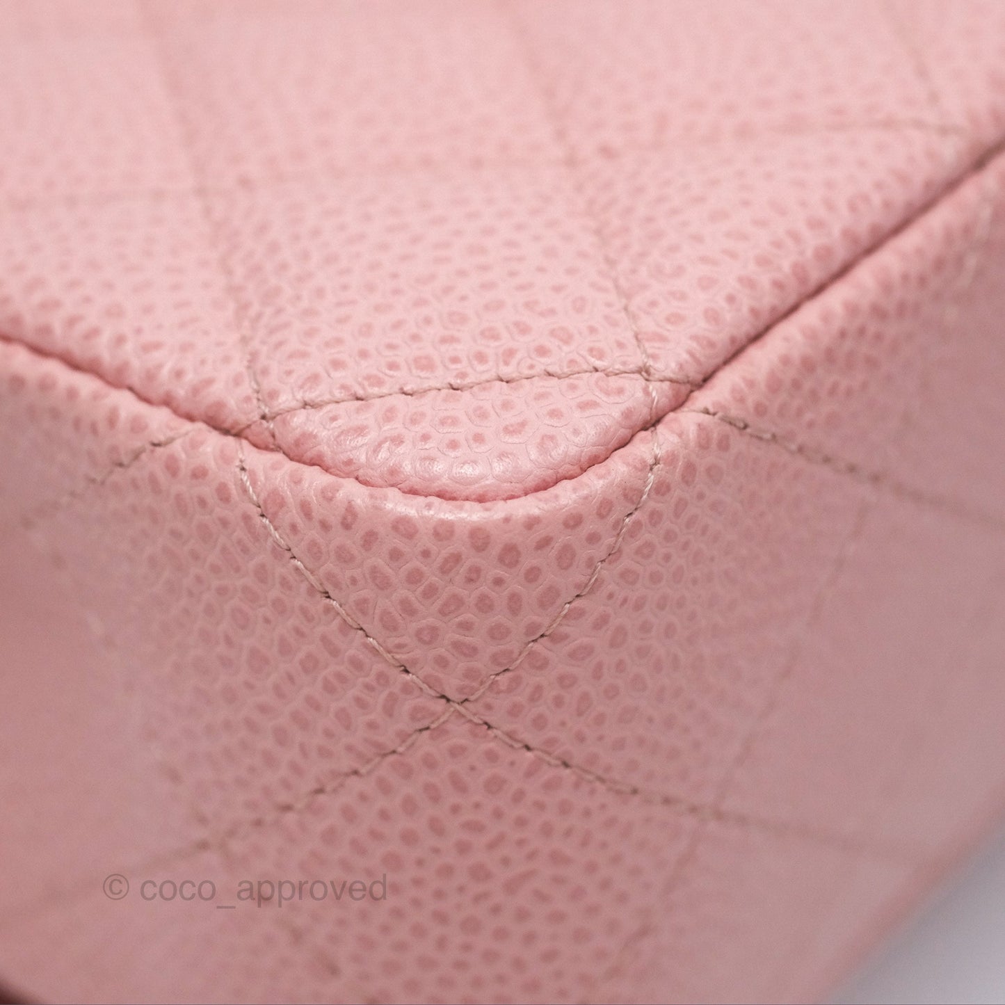Chanel Vintage Classic M/L Medium Flap Quilted Sakura Pink Caviar 24K Gold Hardware