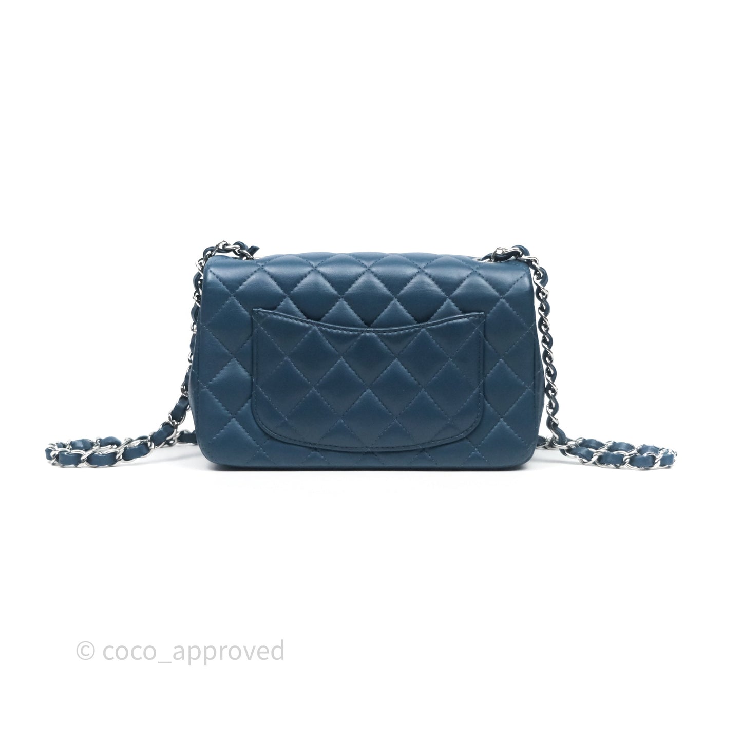 Chanel Mini Rectangular Quilted Navy Lambskin Silver Hardware