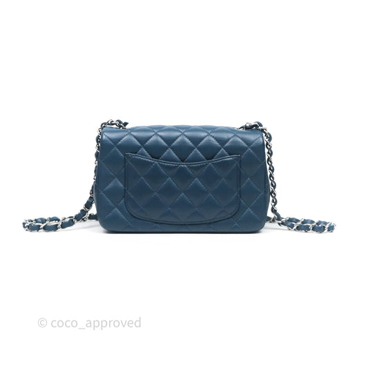 Chanel Mini Rectangular Quilted Navy Lambskin Silver Hardware
