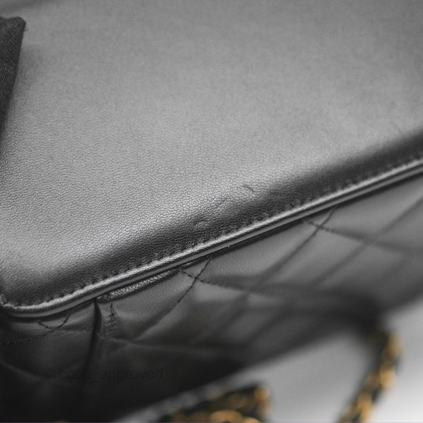 Chanel Vanity Rectangular Top Handle Black Lambskin Gold Hardware