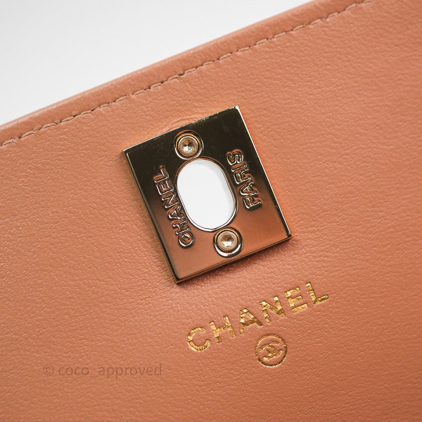 Chanel Mini Crystal Top Handle Wallet On Chain WOC Dark Beige Lambskin Gold Hardware