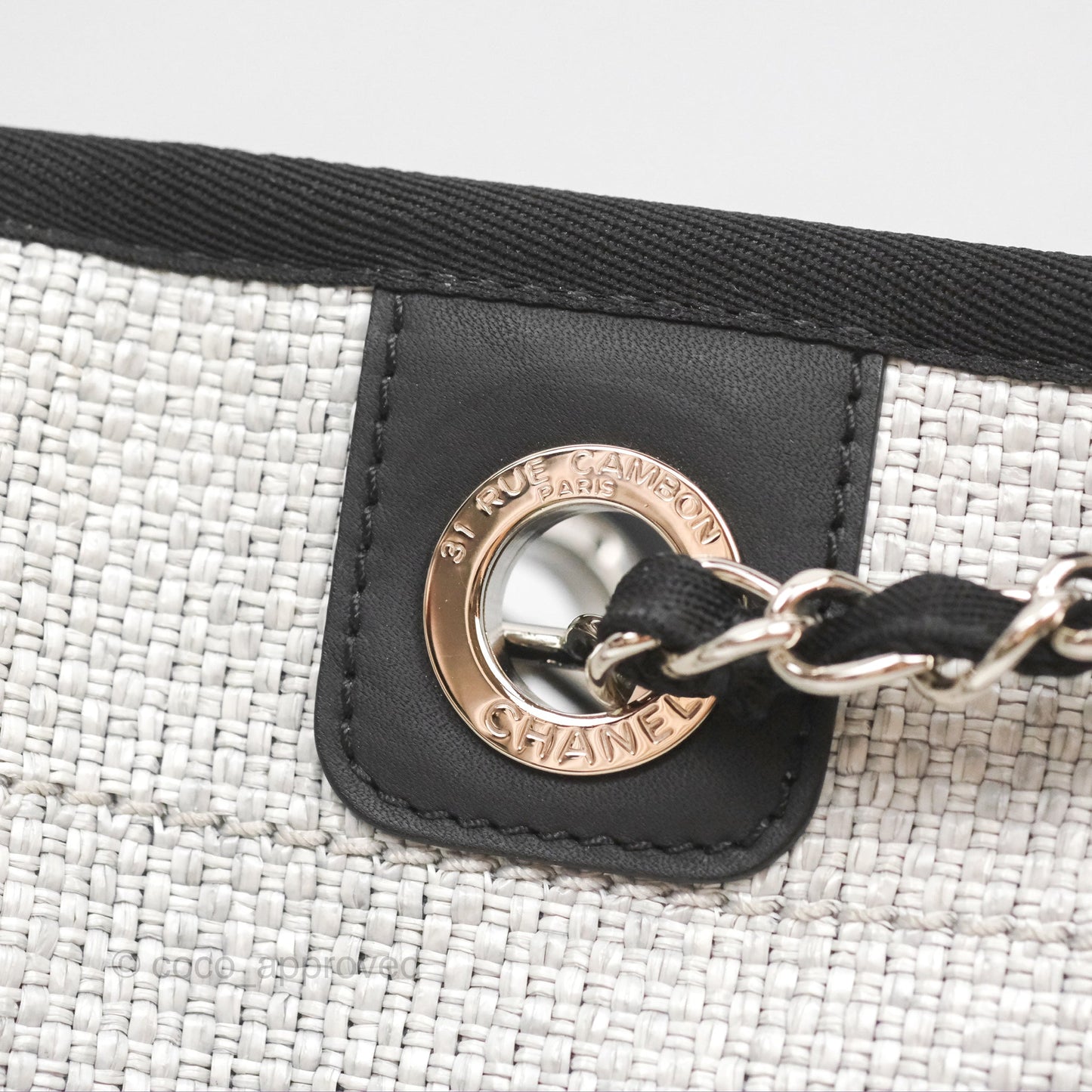 Chanel Medium Deauville Tote Light Grey Canvas