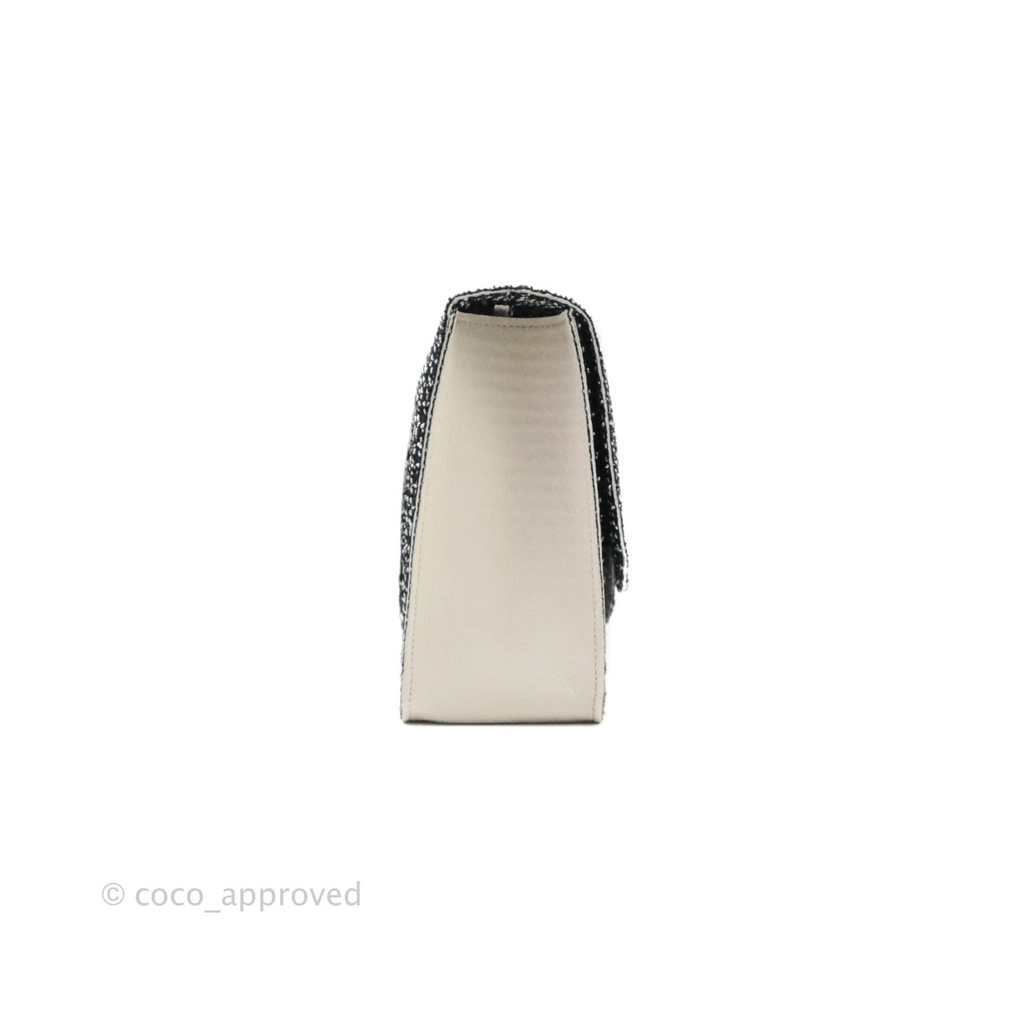Chanel Classic Single Flap Bag Black/White Tweed Silver Hardware