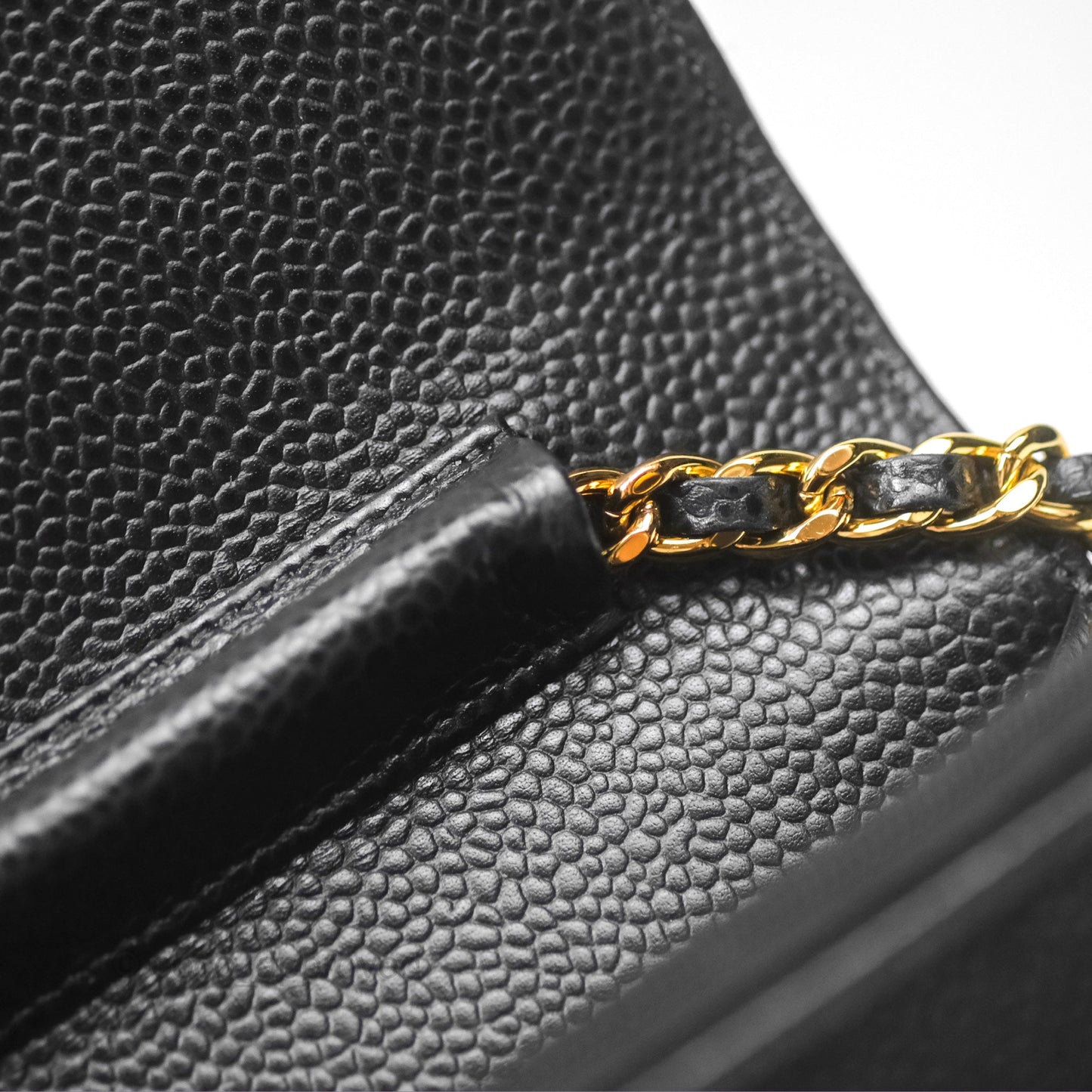 Chanel Classic Wallet On Chain WOC Quilted Black Caviar Gold Hardware