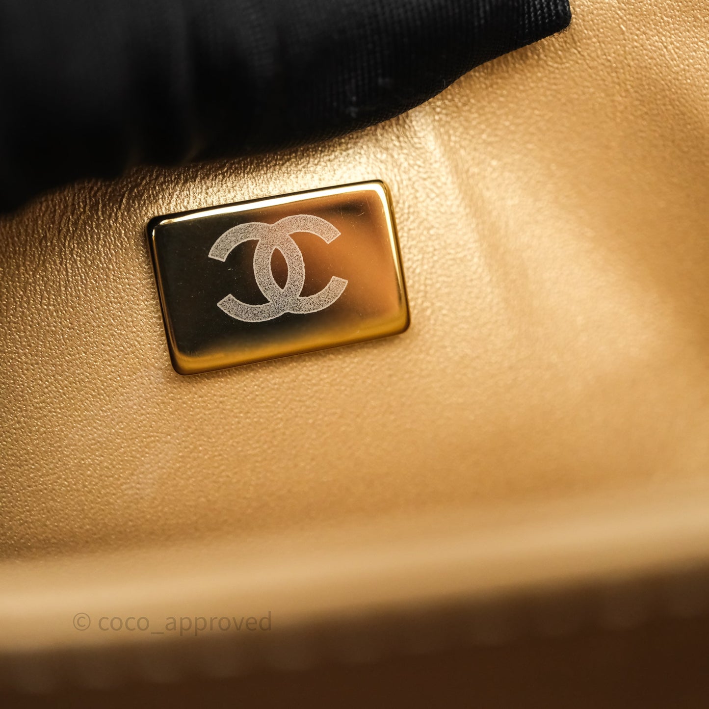 Chanel Quilted Accordion Flap Bag with Button on Chain Black Lambskin Aged Gold Hardware 22A