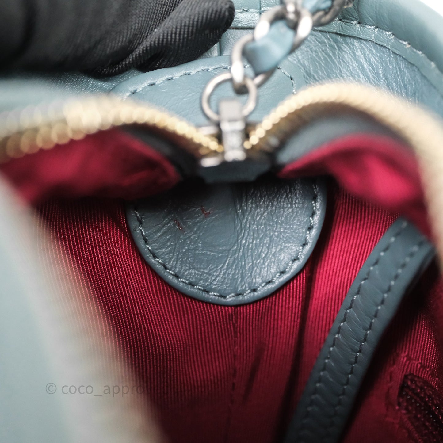 Chanel Small Gabrielle Hobo Quilted Grey Green Aged Calfskin