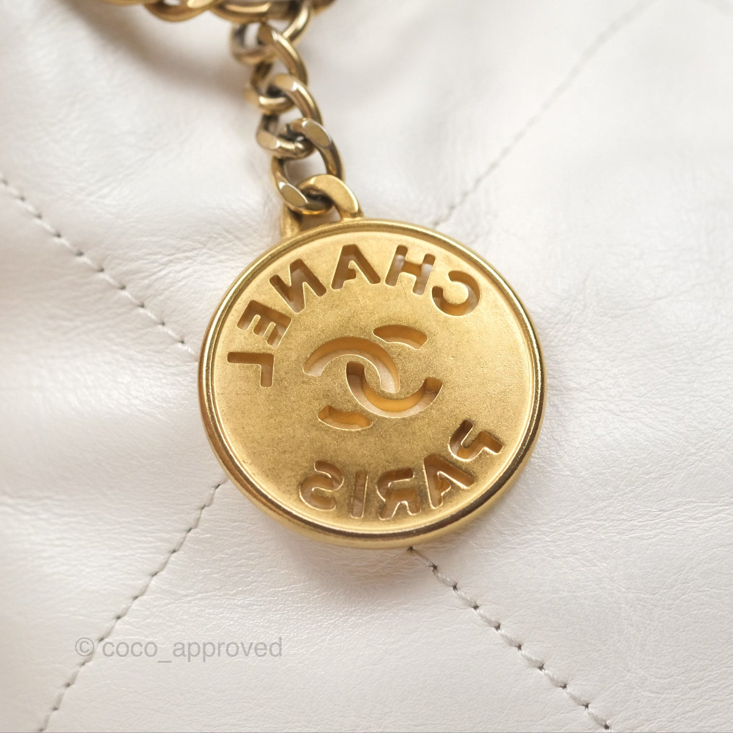 Chanel 22 Mini Bag White Crumpled Calfskin