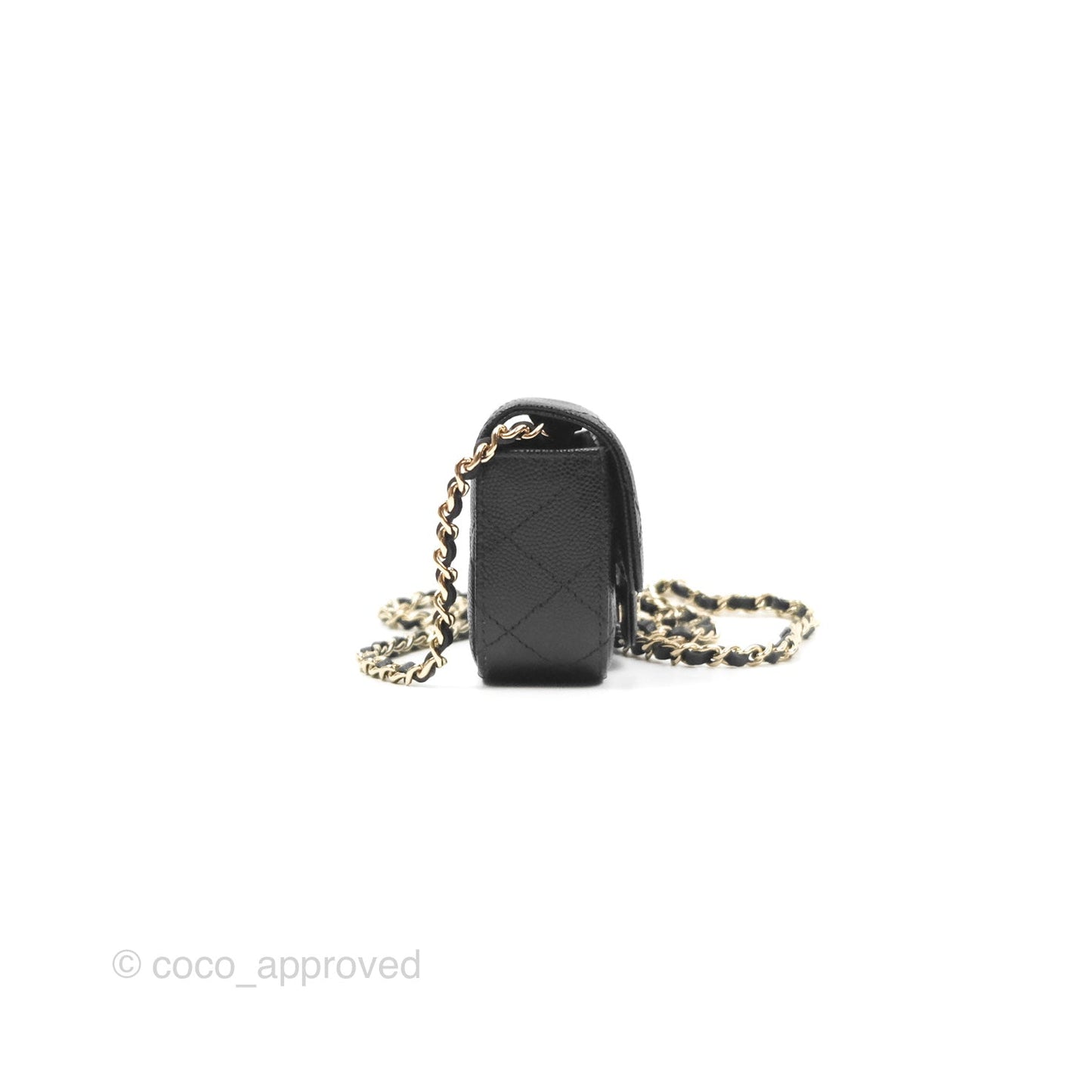 Chanel Mini Clutch With Chain Black Caviar Gold Hardware