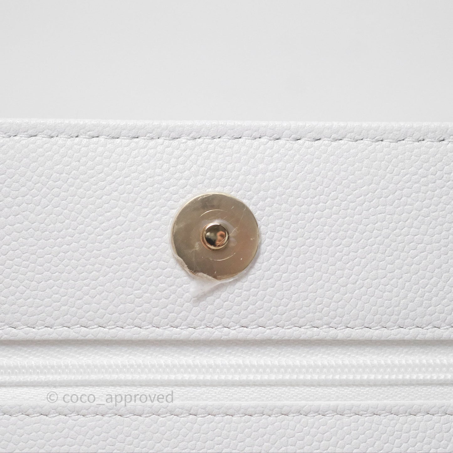 Chanel Crystal CC Wallet on Chain WOC White Caviar Gold Hardware