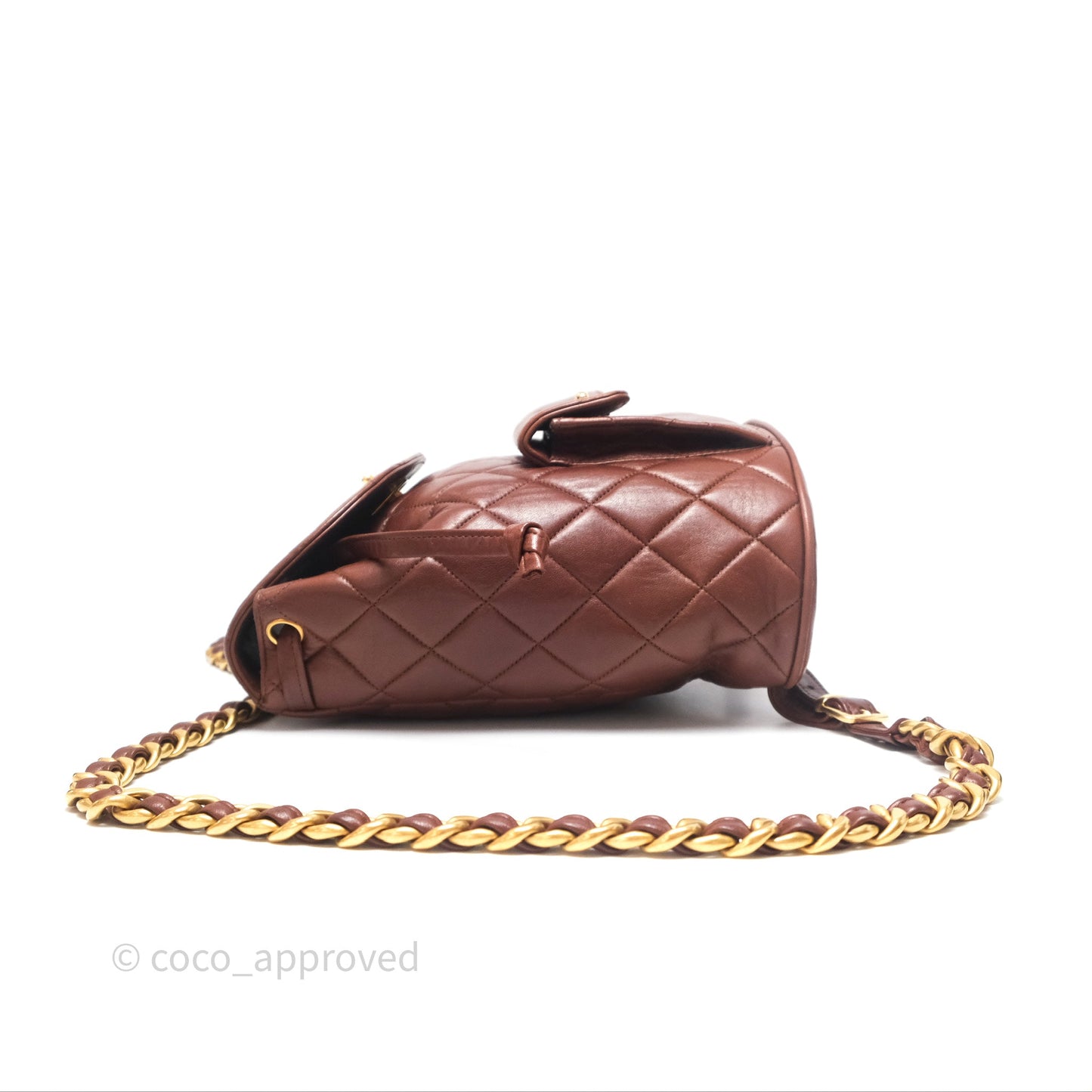 Chanel Vintage CC Duma Backpack Brown Lambskin 24K Gold Hardware