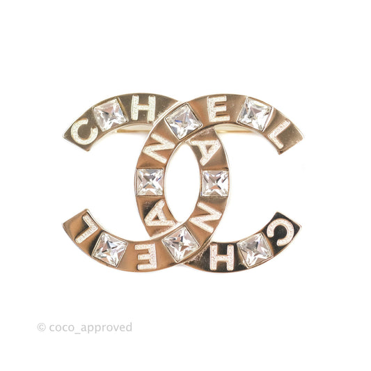 Chanel CC Crystal Brooch in Gold Tone 21P