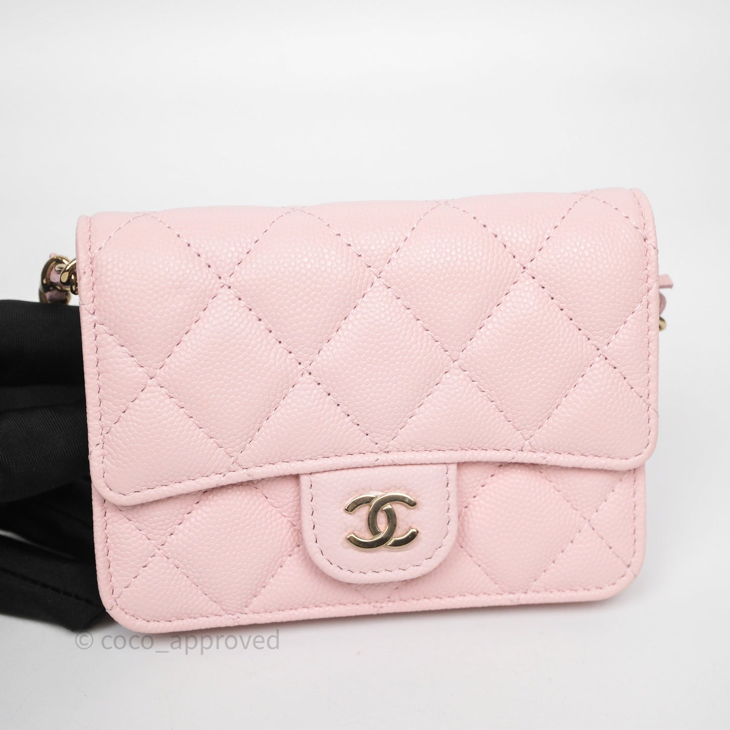 Chanel Mini Clutch With Chain Light Pink Caviar Gold Hardware
