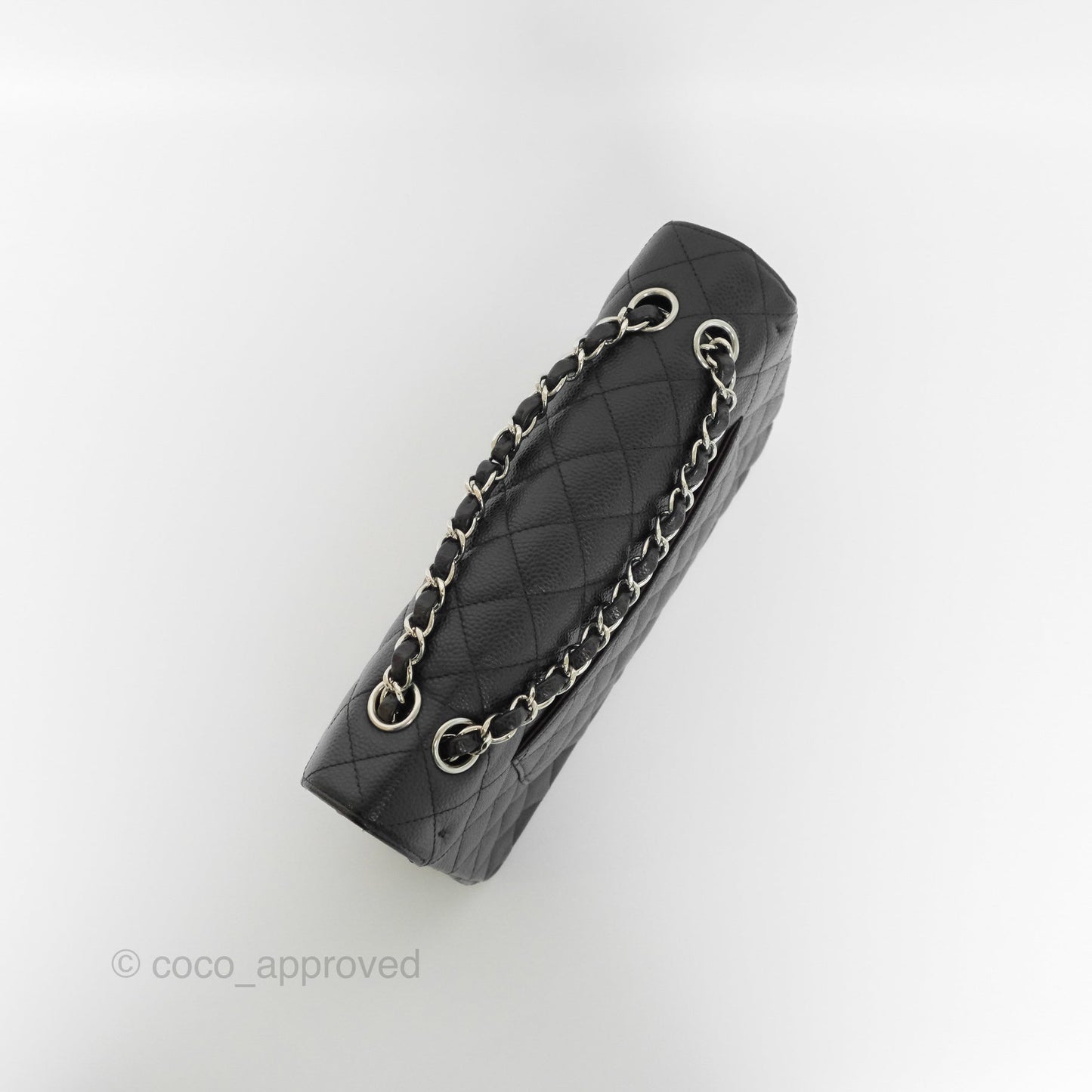 Chanel Classic M/L Medium Flap Quilted Black Caviar Silver Hardware