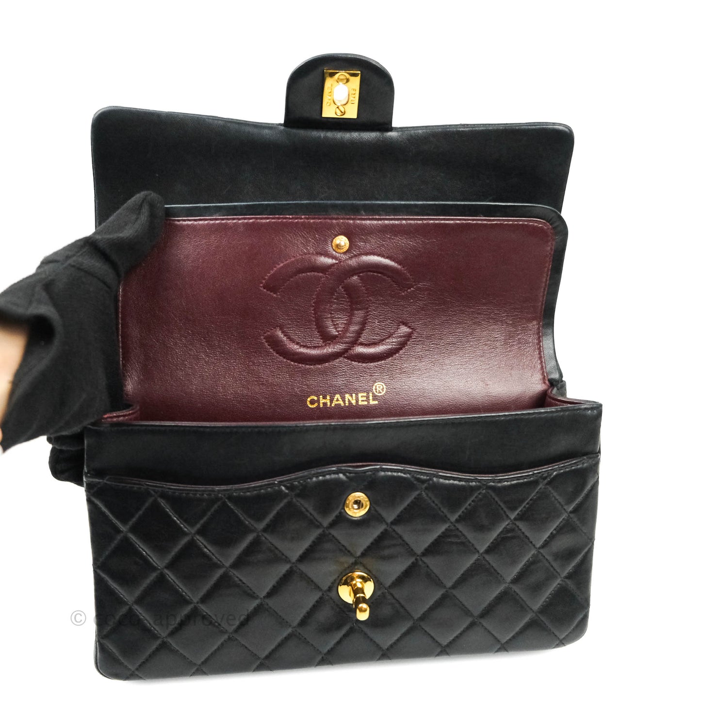 Chanel Classic Vintage Double Flap M/L Black Lambskin 24K Gold Hardware