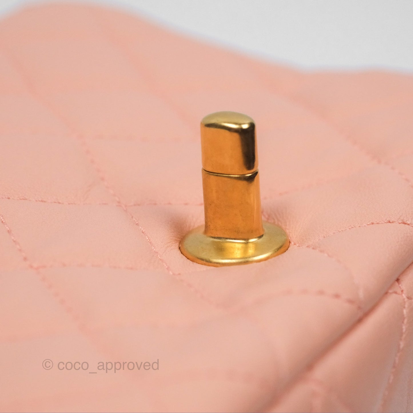 Chanel Pearl Crush Mini Square Quilted Peach Beige Lambskin Aged Gold Hardware