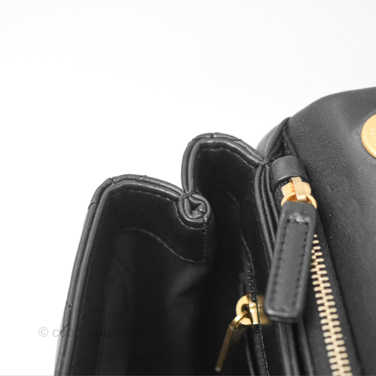 Chanel Flap Bag with Adjustable Strap Black Lambskin Aged Gold Hardware 22K