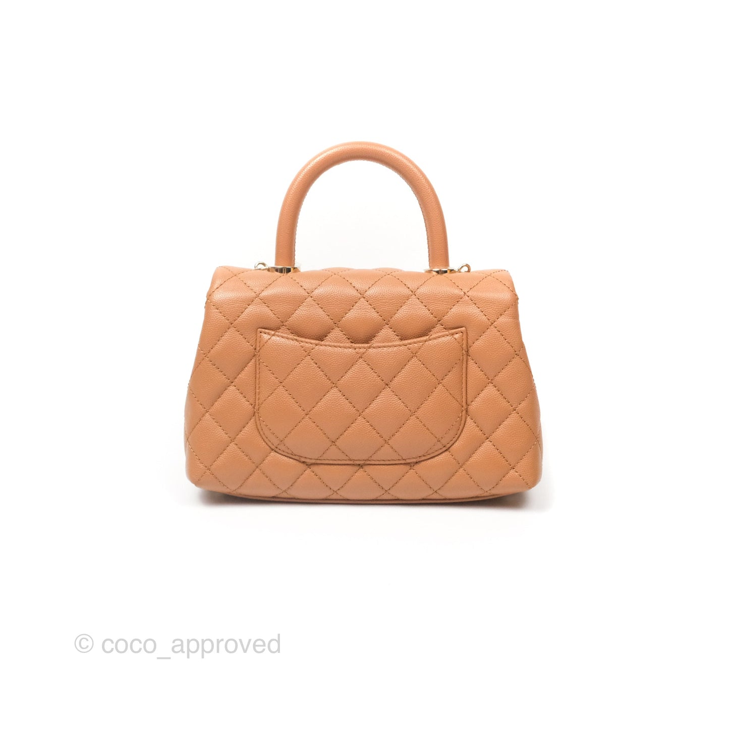 Chanel Small Coco Handle Quilted Dark Beige Caviar Gold Hardware