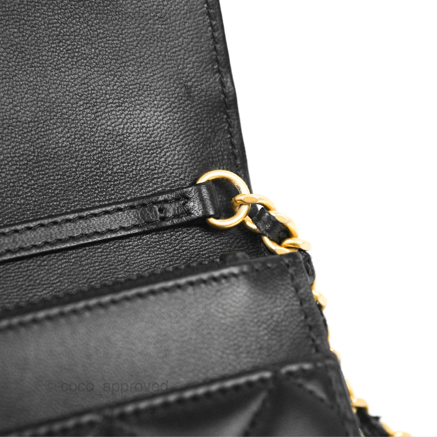 Chanel Quilted Pearl Crush Wallet on Chain WOC Black Lambskin Aged Gold Hardware