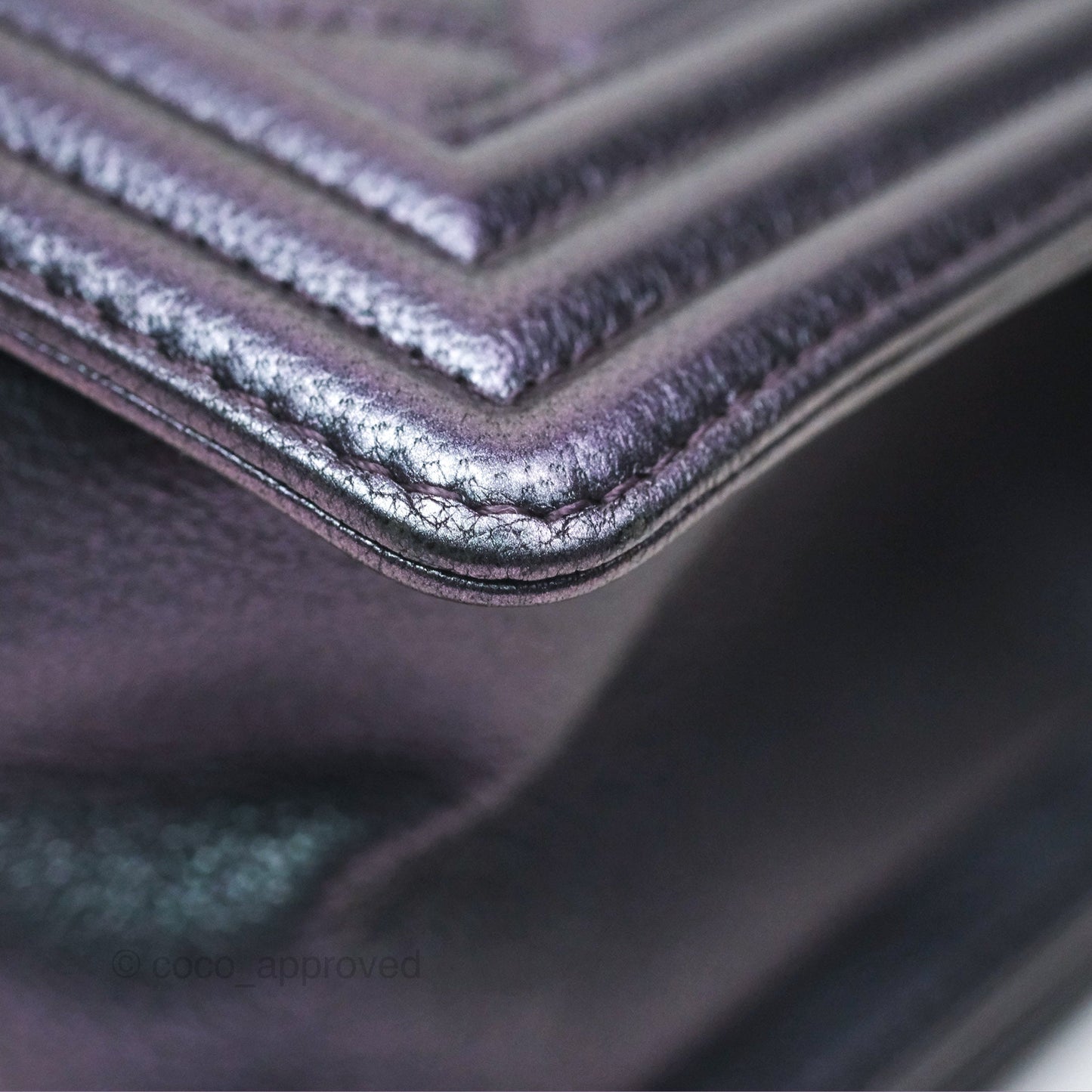 Chanel Medium Boy Quilted Iridescent Purple Goatskin Rainbow Hardware