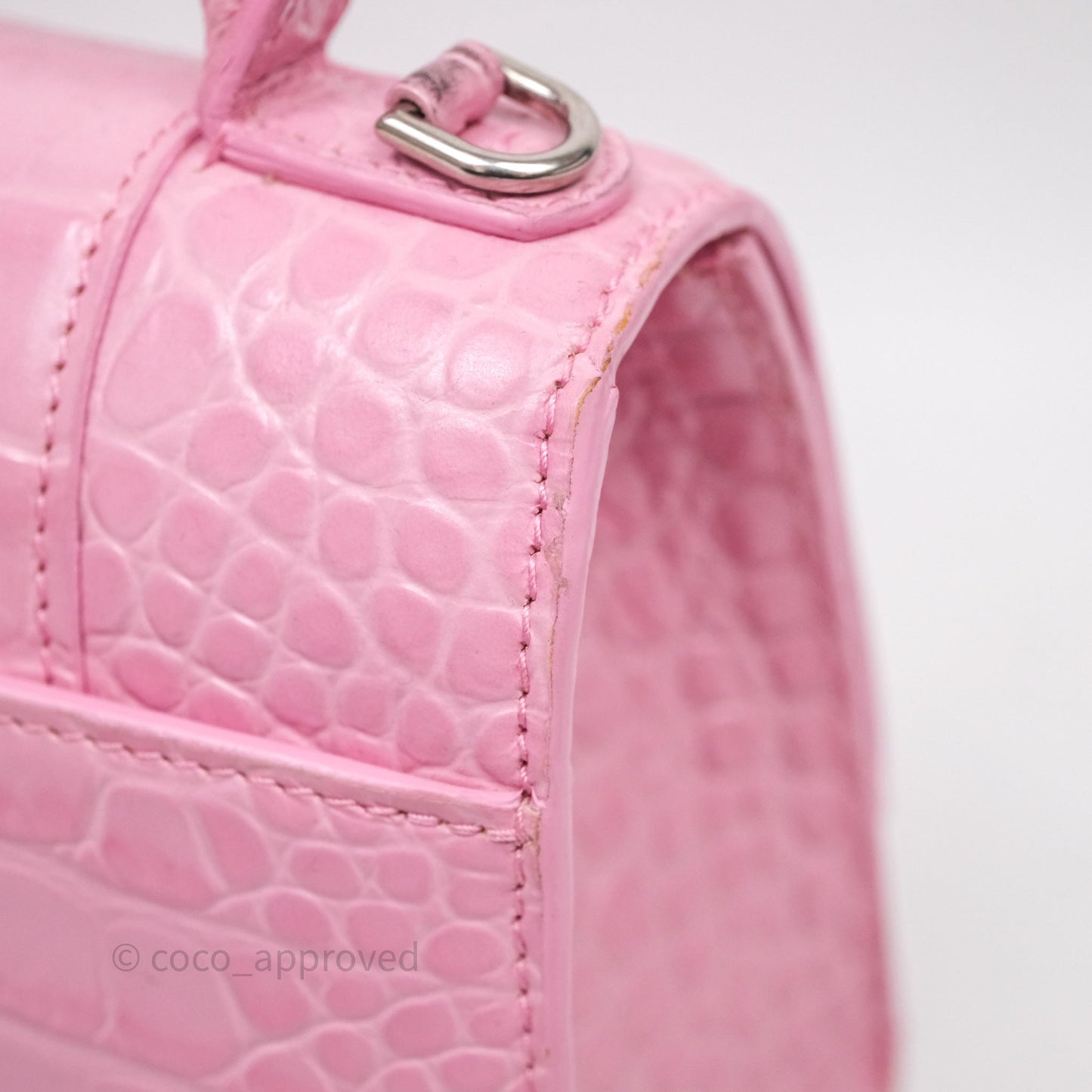Balenciaga Small Hourglass Embossed Bag Pink