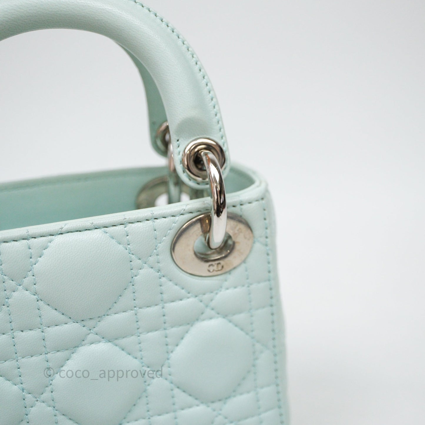 Christian Dior Mirco Lady Dior Cannage Calfskin Light Green Matte