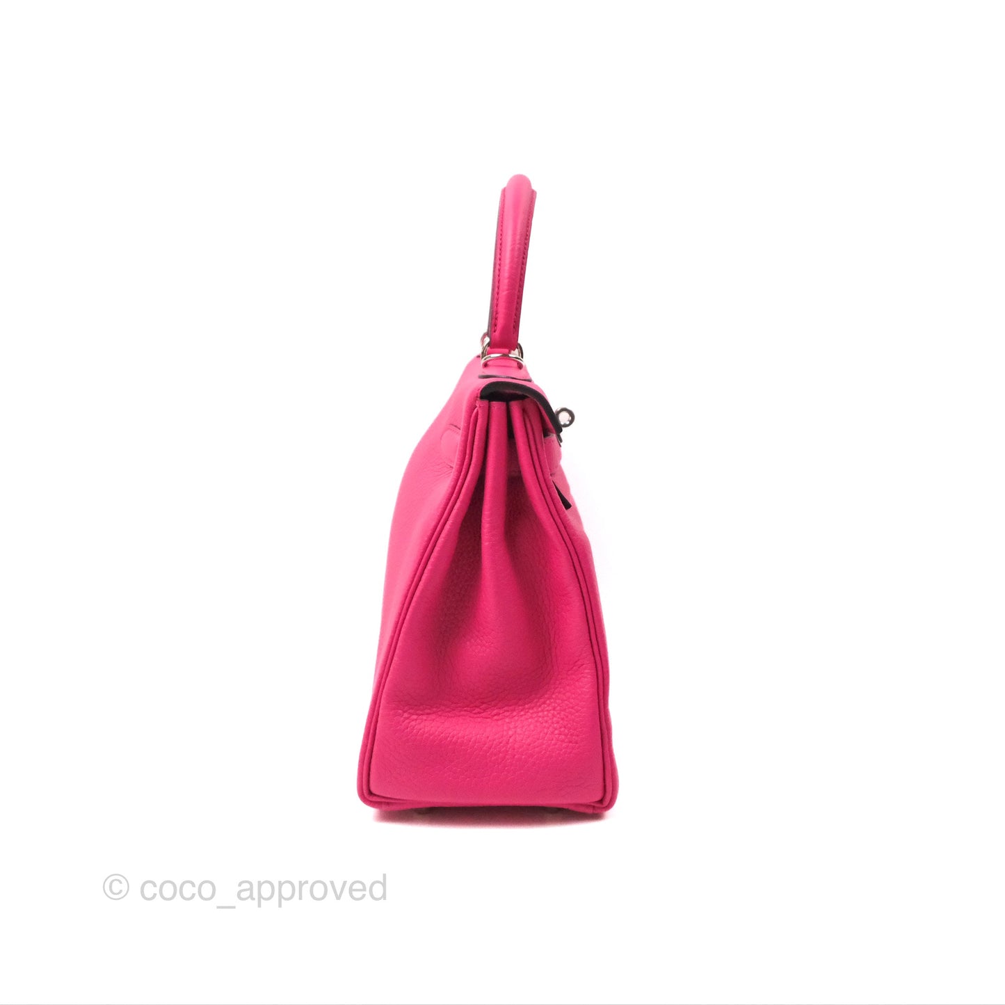 Hermès Retourne Kelly 28 Rose Shocking Clemence Palladium Hardware