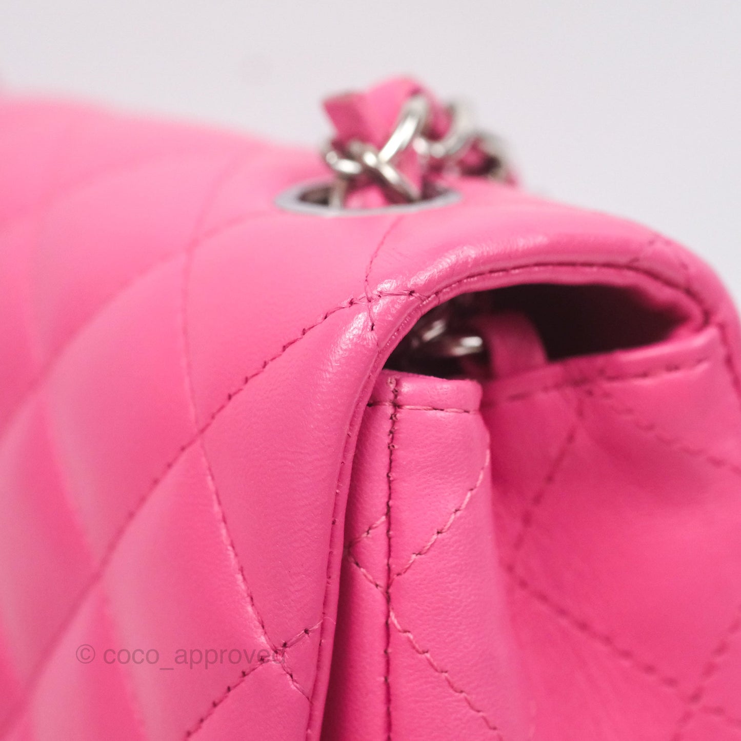 Chanel Quilted Mini Rectangular Flap Pink Lambskin Silver Hardware