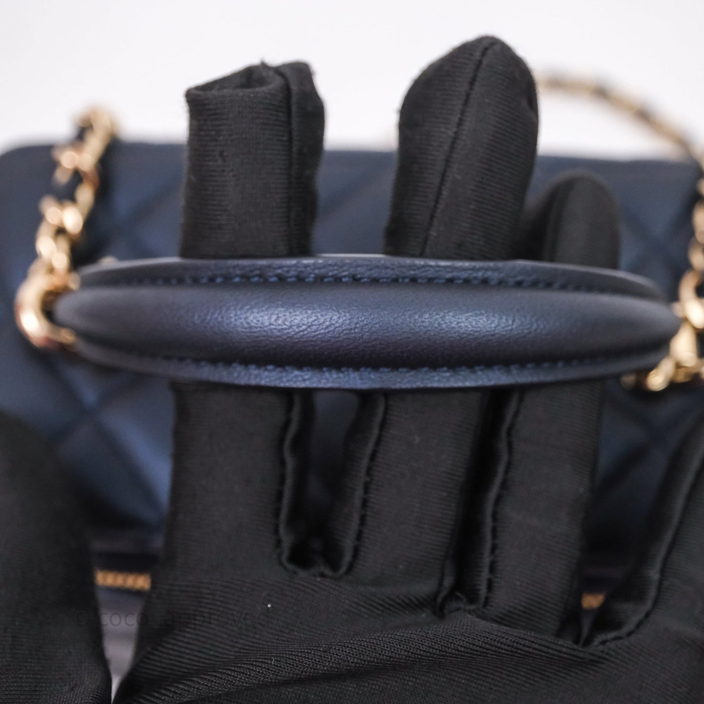 Chanel Top Handle Vanity Irdescent Navy Lambskin Gold Hardware