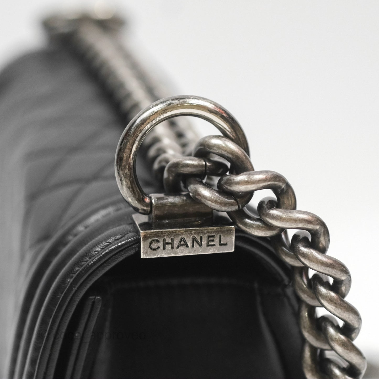 Chanel Small Boy Black Calfskin Ruthenium Hardware