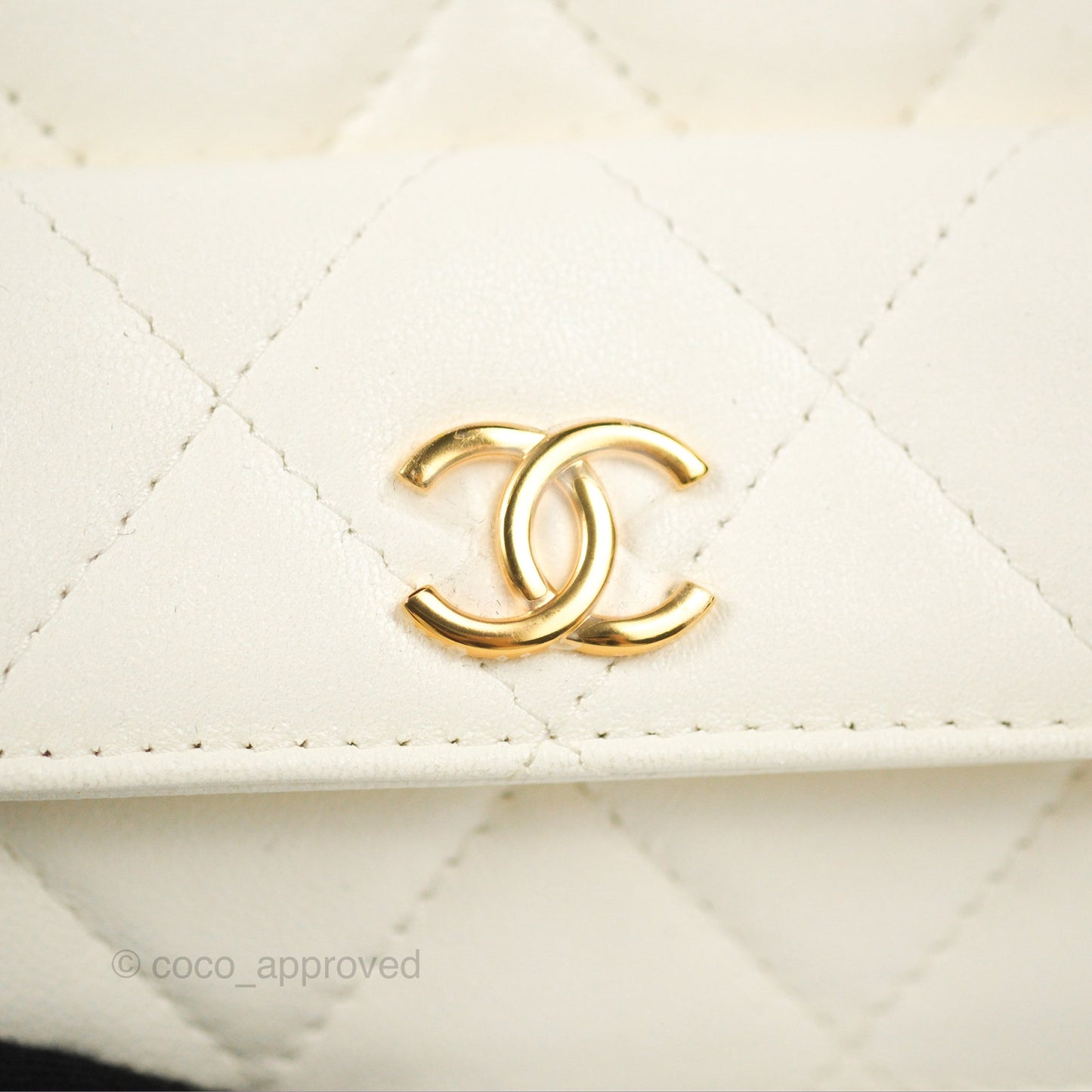 Chanel Mini Vanity Case with Chain White Lambskin Gold Hardware
