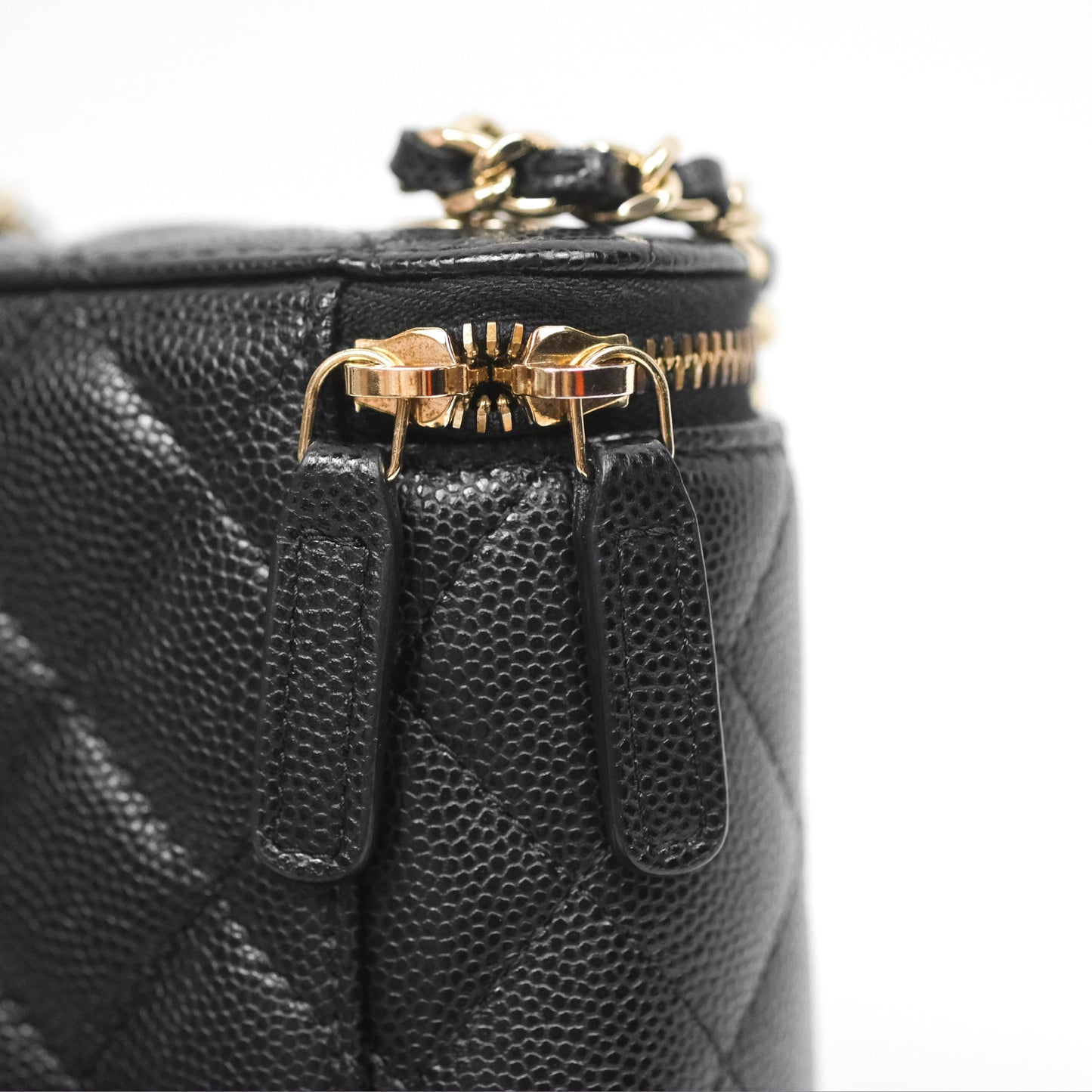 Chanel Classic Mini Vanity With Chain Black Caviar Gold Hardware