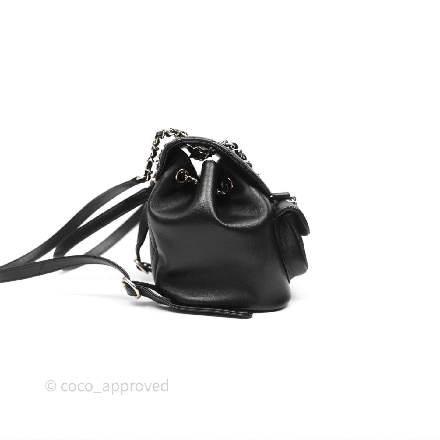 Chanel Small Duma Drawstring Backpack Black Lambskin Gold Hardware