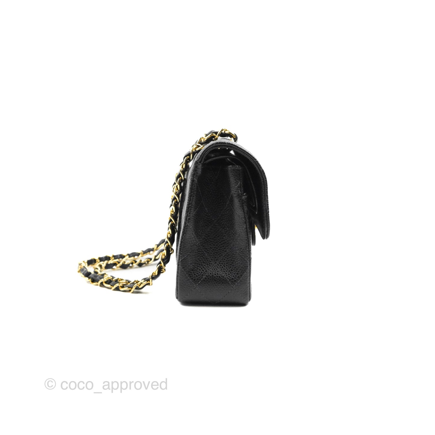 Chanel Vintage Classic Small S/M Flap Black Caviar 24K Gold Hardware