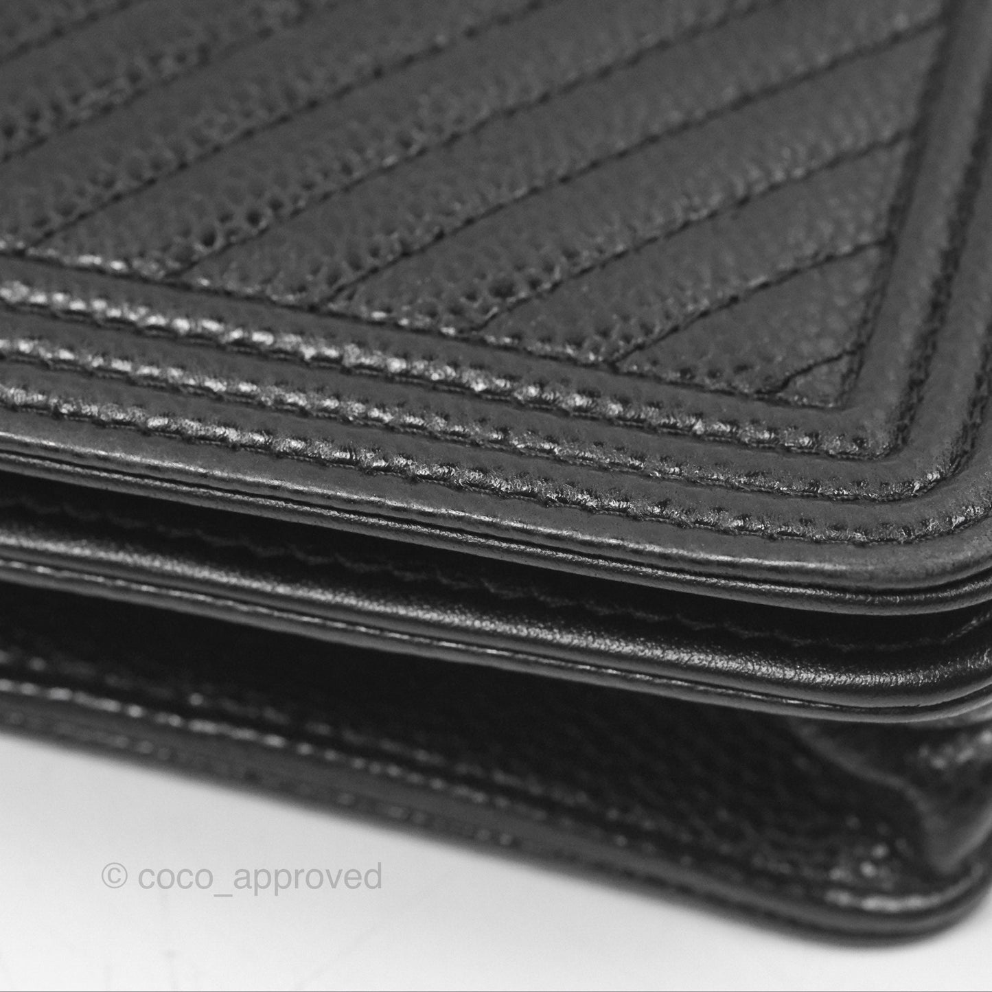Chanel Chevron Boy Wallet on Chain WOC Black Caviar Silver Hardware
