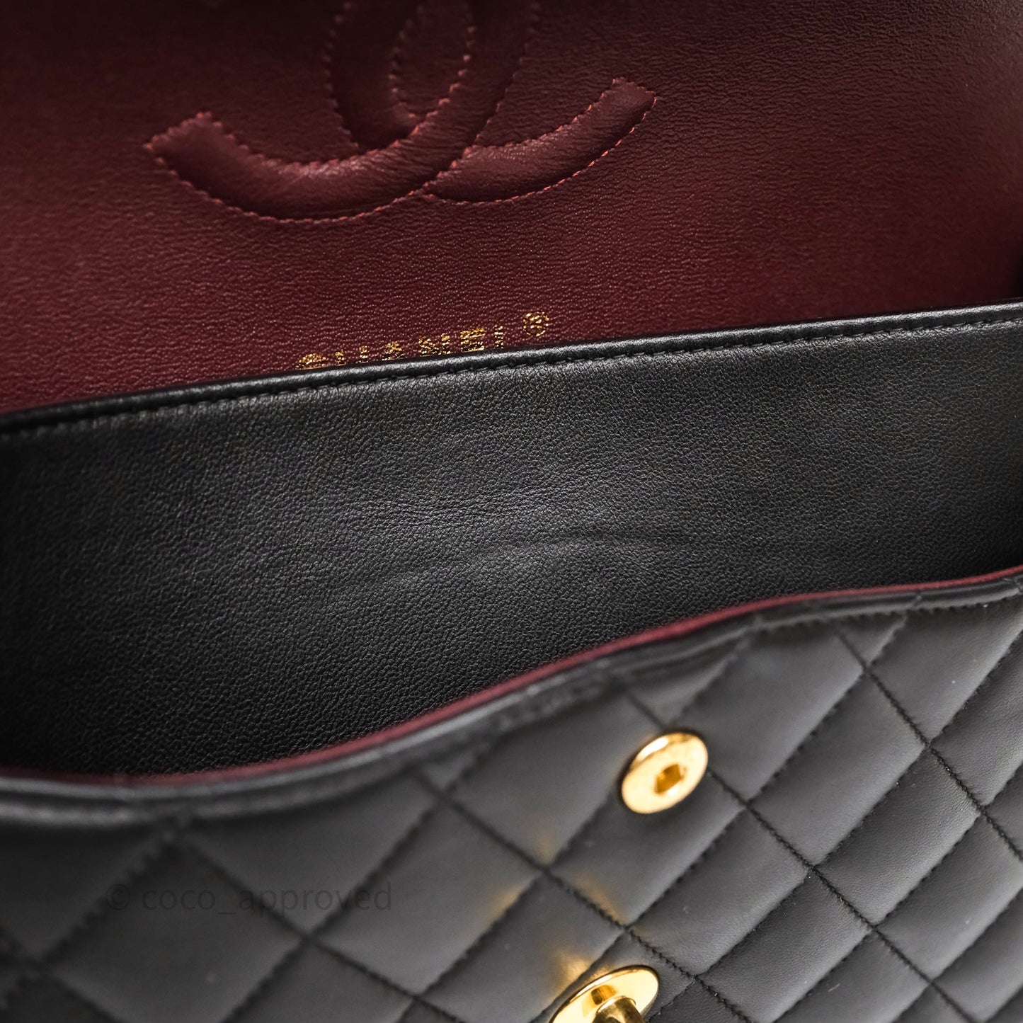 Chanel Quilted Classic M/L Medium Flap  Black Lambskin Gold Hardware